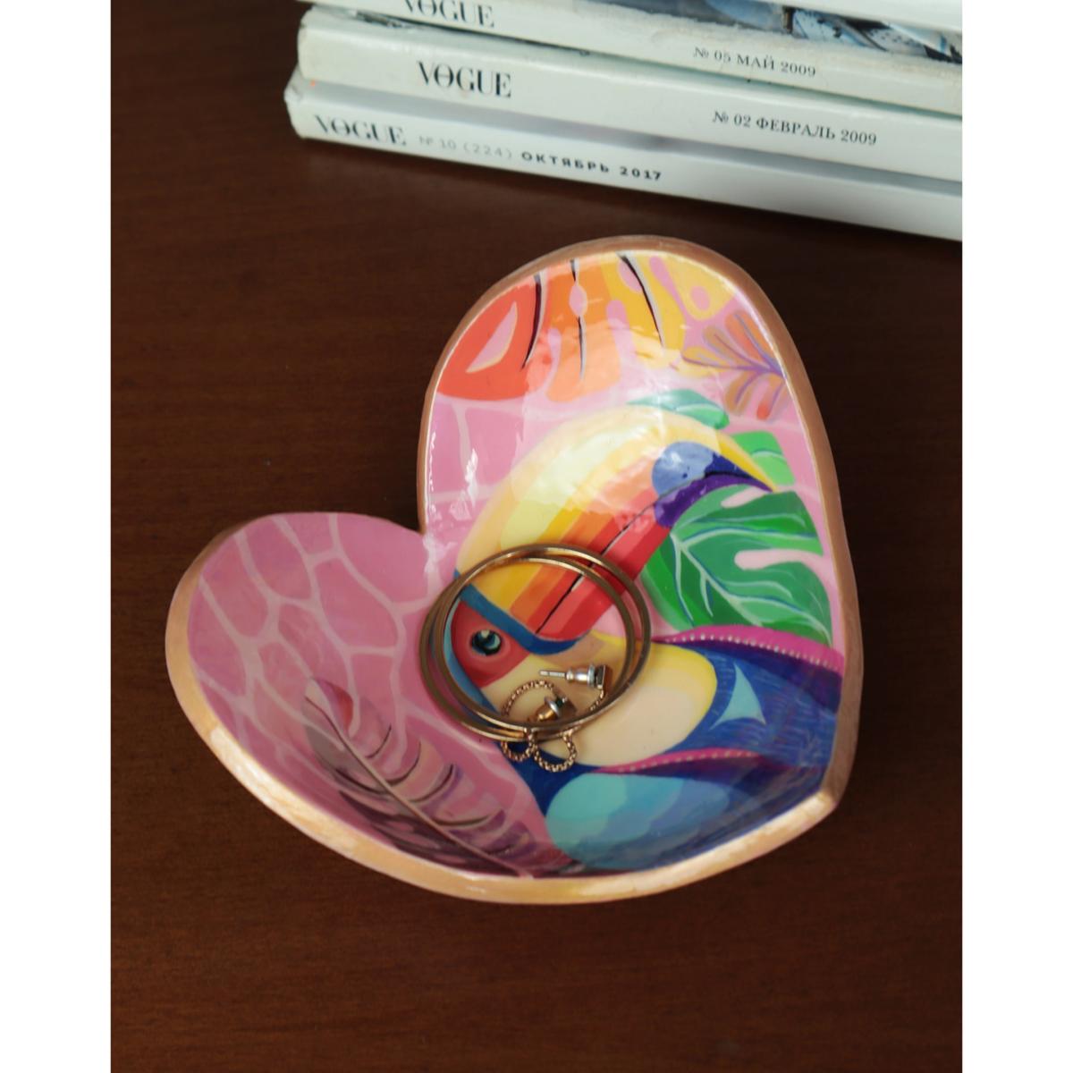 Pink / Purple / Blue Bird Modelling Clay Handcrafted Jewelry Tray - Pink | One Size | 2Kstyle – image 4