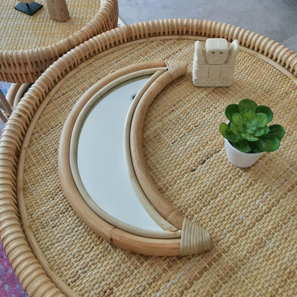 Neutrals Luna Rattan Mirror | Pink Haley – image 2