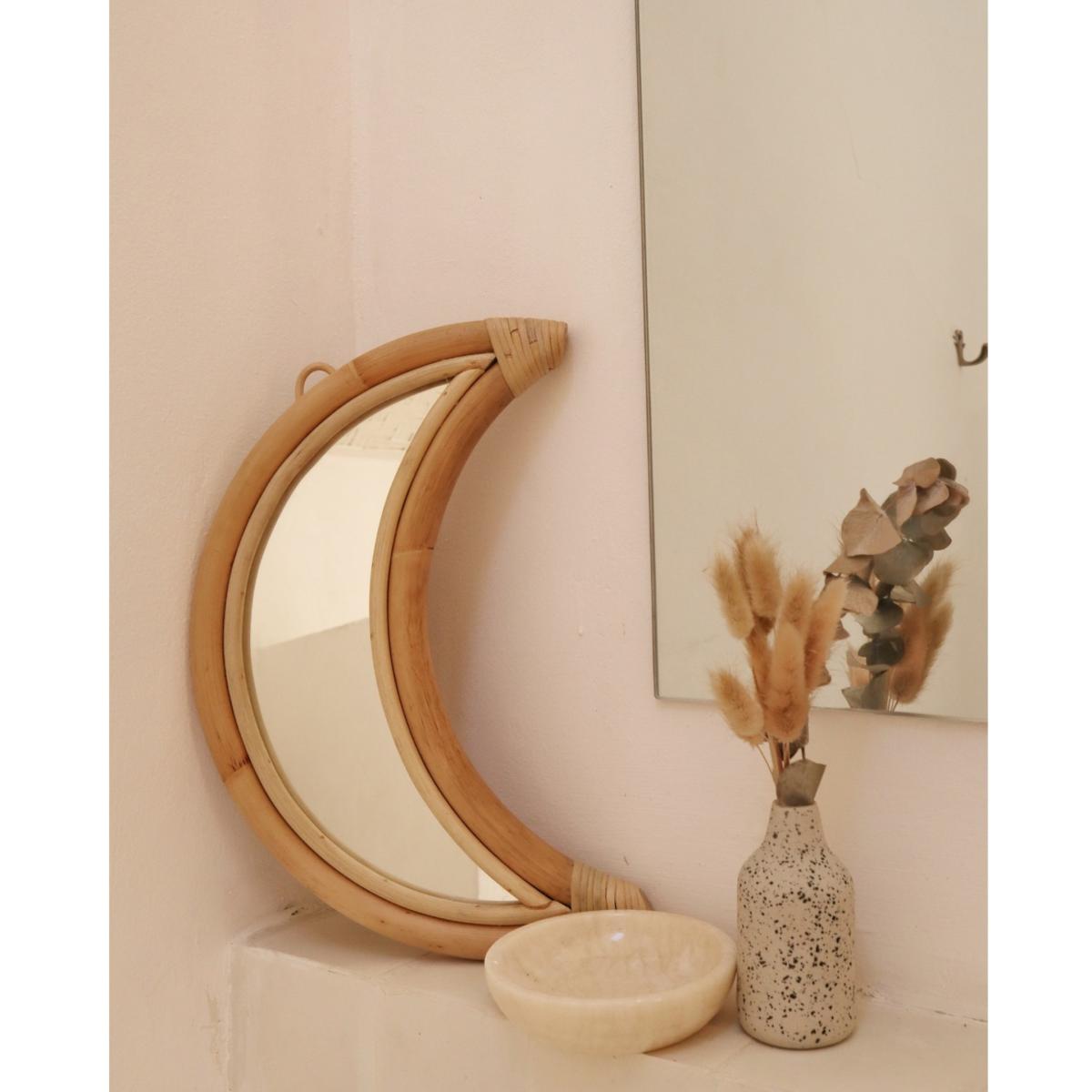 Neutrals Luna Rattan Mirror | Pink Haley – image 3