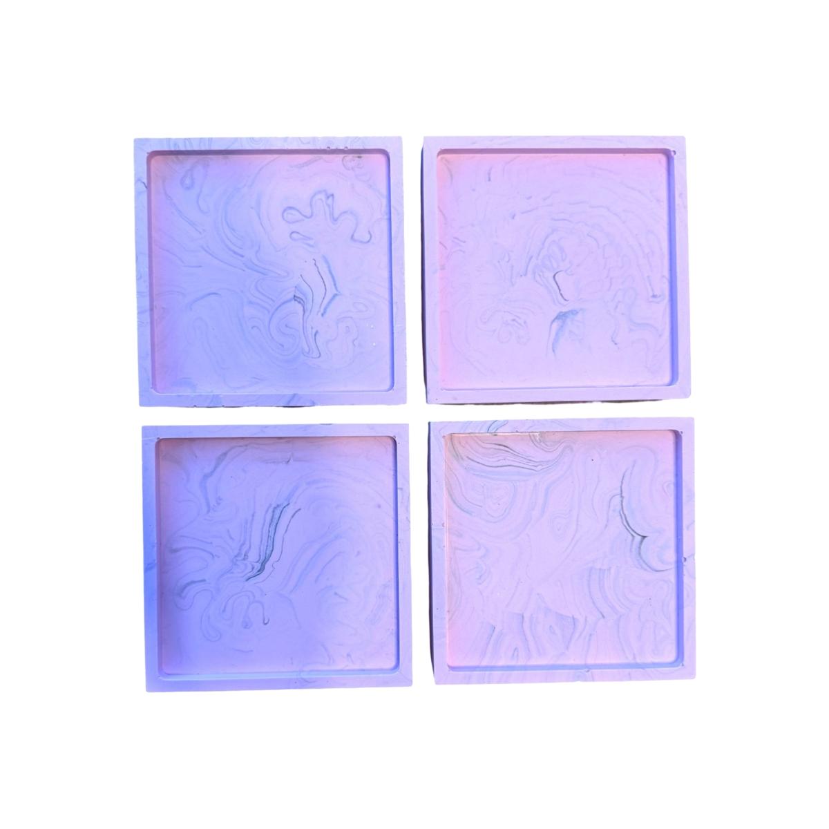 Pink / Purple Pink Marbled Tray - Pair | One Size | By Shax