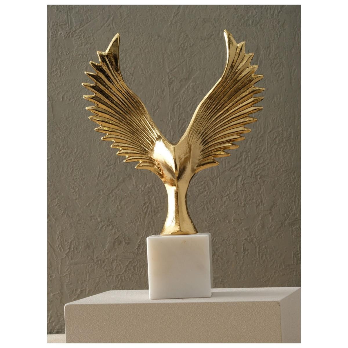 Gold Winged Bird Decorative Sculpture With Marble Base | Anatoliacraft – image 2