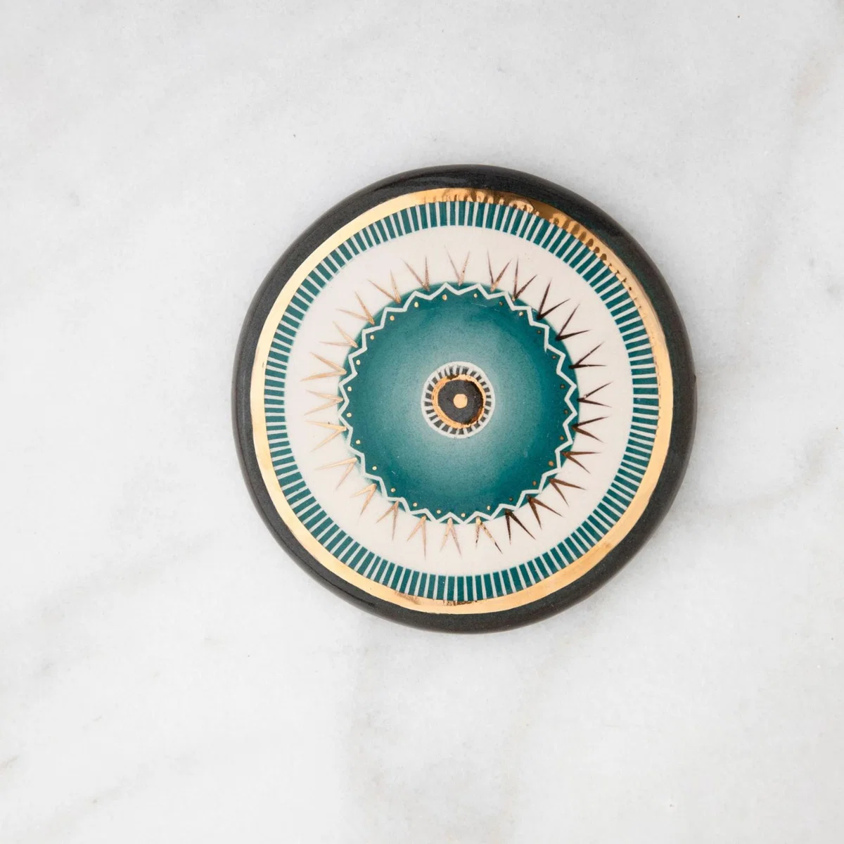 Gold / Green Handmade Gold Decorated Ceramic Evil Eye| Wall Hanging | Medium | Atelier Simi – image 2