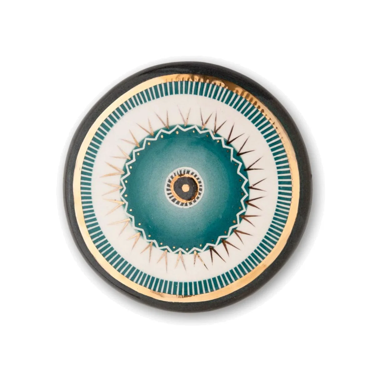 Gold / Green Handmade Gold Decorated Ceramic Evil Eye| Wall Hanging | Medium | Atelier Simi – image 1