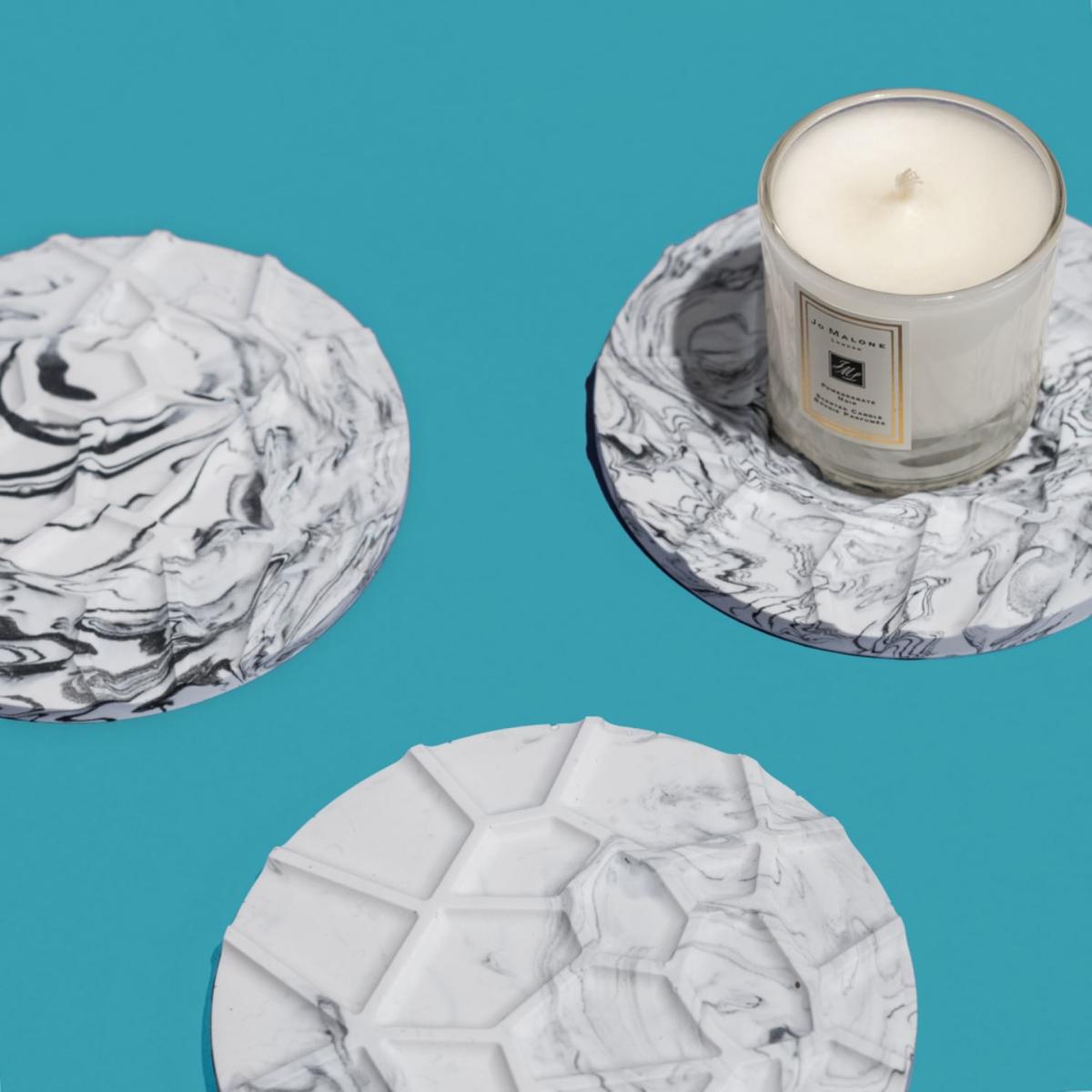 Webbed Coasters - White Marbled By Shax – image 2