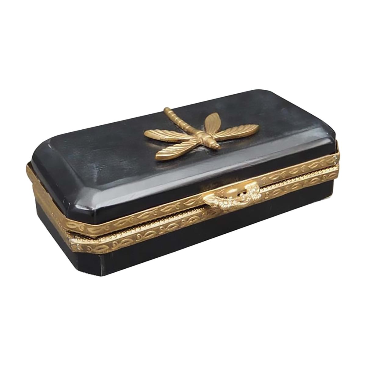 Black Jewelry Box Vintage Dragonfly Brass Finish Catchii – image 1