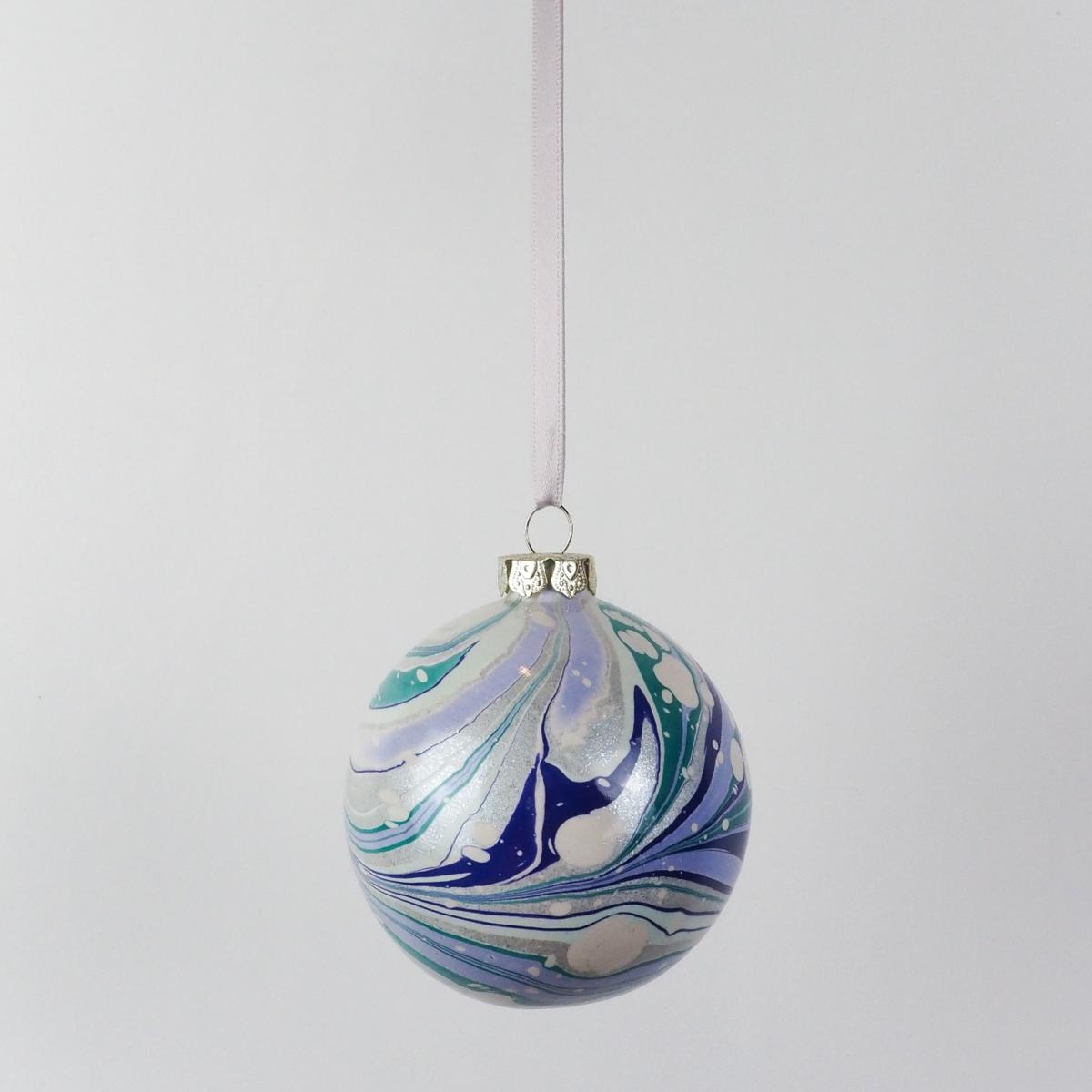 Blue / Silver Large Glacier Marbled Bauble Wildmore – image 3