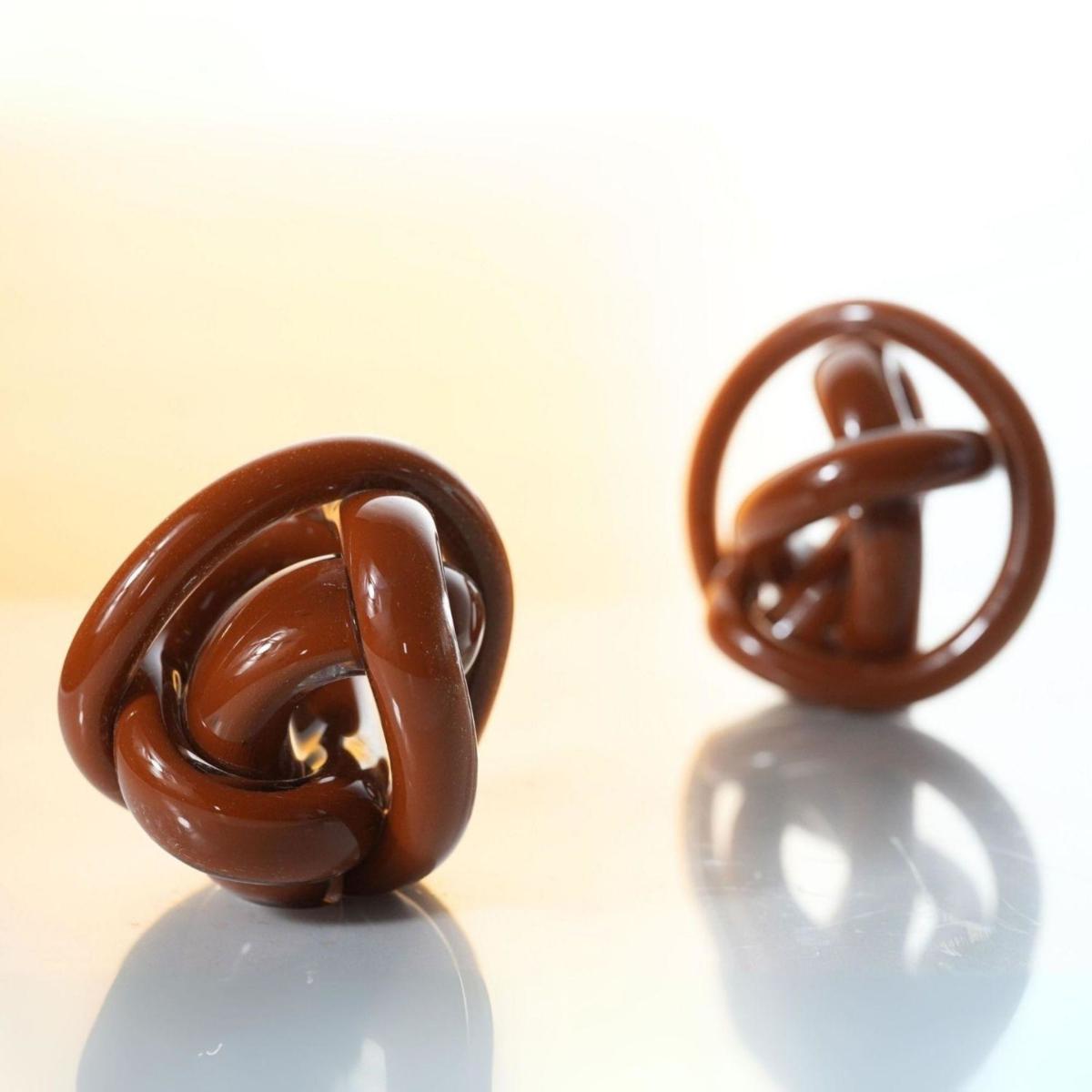 Hand Blown Glass Brown Knot Decorative Object, Handmade Unique Hand-Blown Figurines & Ornaments | One Size | Modeditions – image 2
