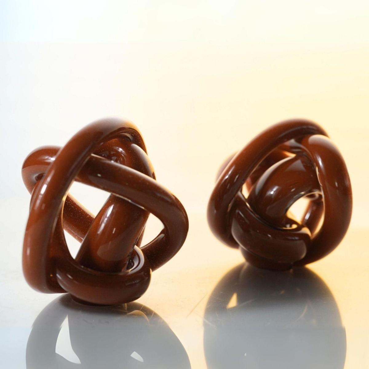 Hand Blown Glass Brown Knot Decorative Object, Handmade Unique Hand-Blown Figurines & Ornaments | One Size | Modeditions – image 7