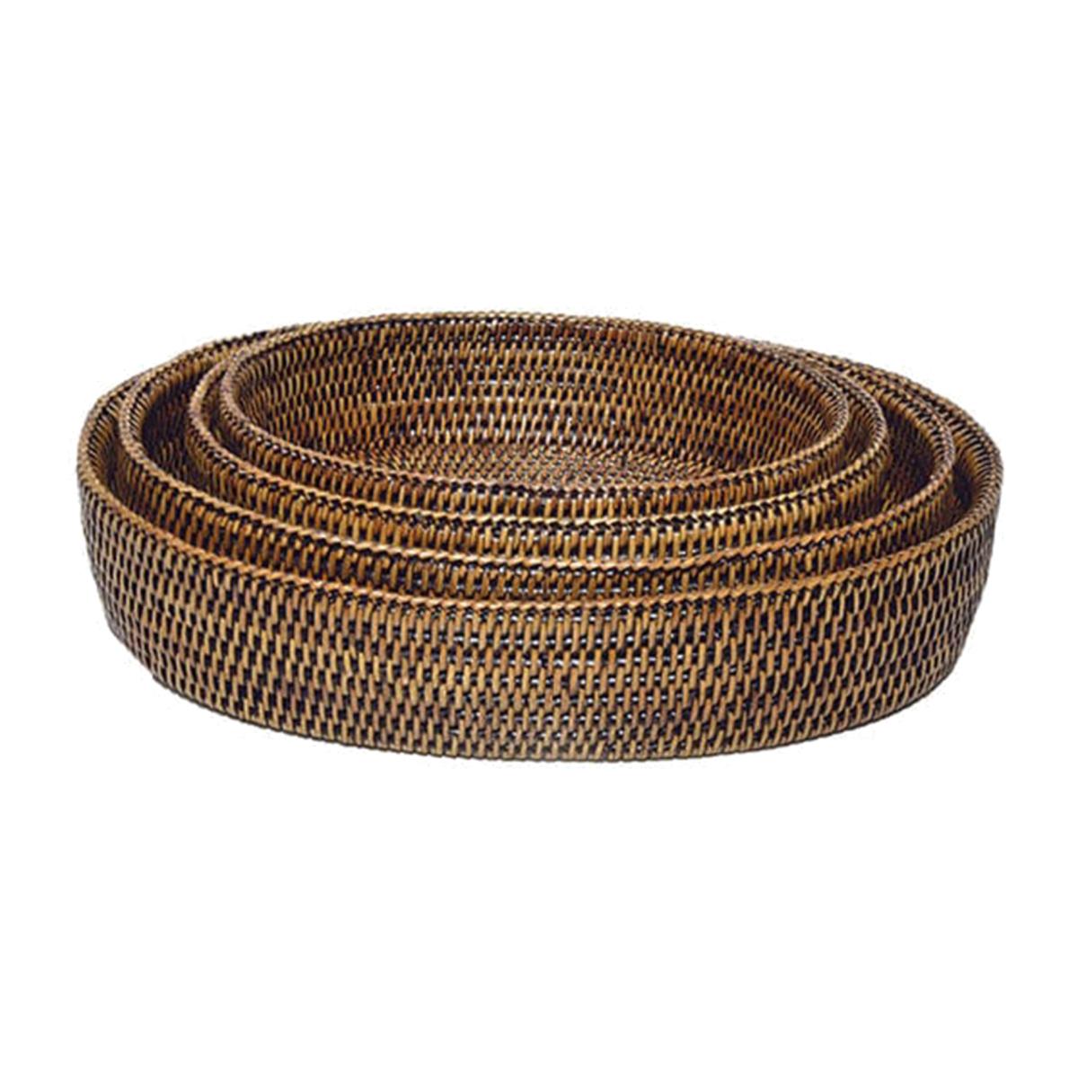 Brown Small Oval Rattan Bowl | Casabyjj