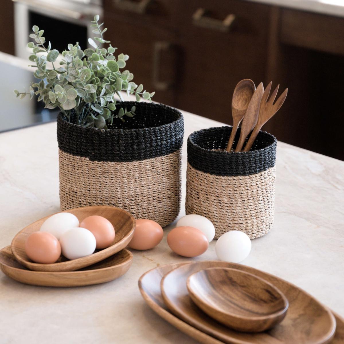 Natural + Black Tabletop Catch-All Set Of Two - Tabletop Bins Likhâ – image 5