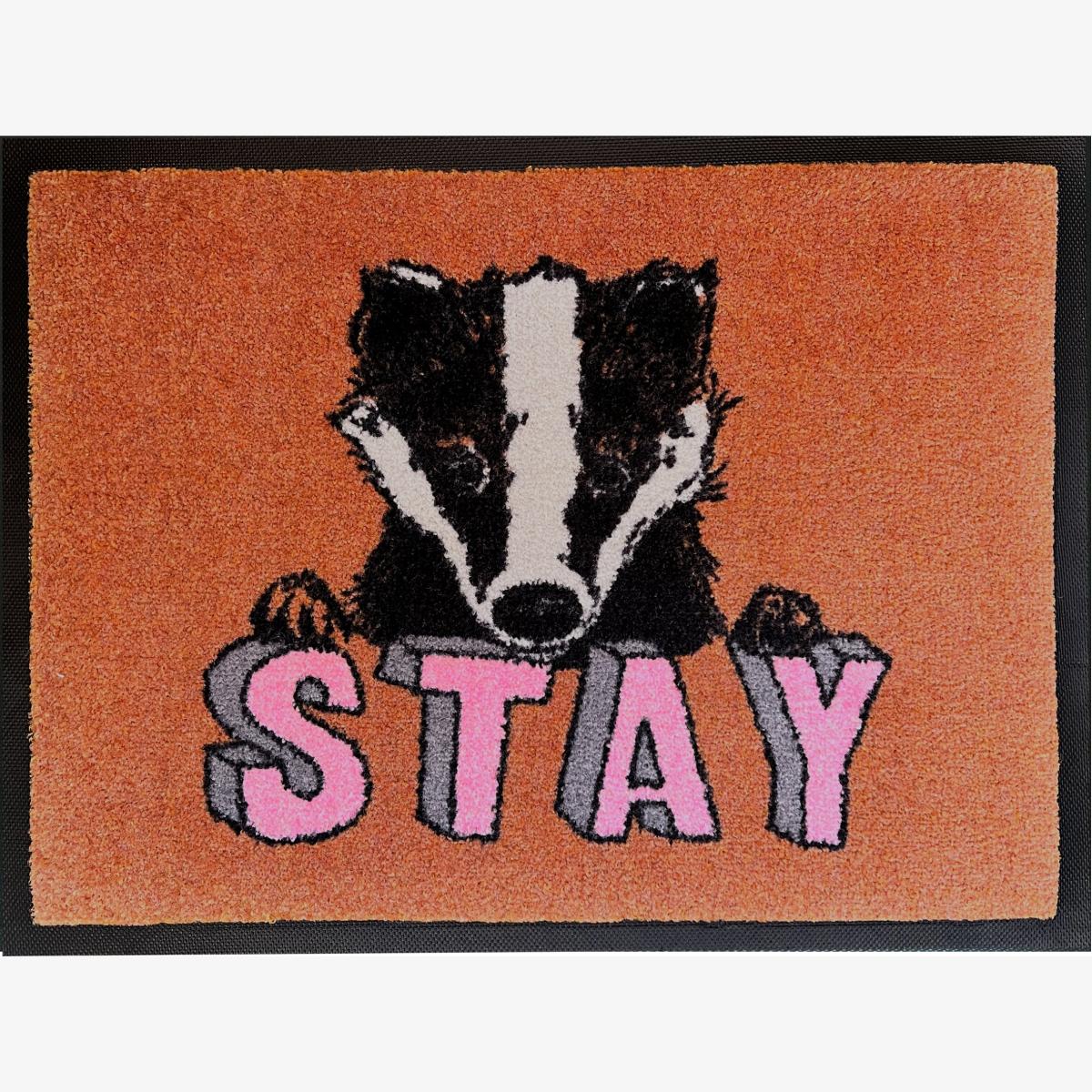 'Stay Badger' Welcome Door Mat One Size Jimbob Art