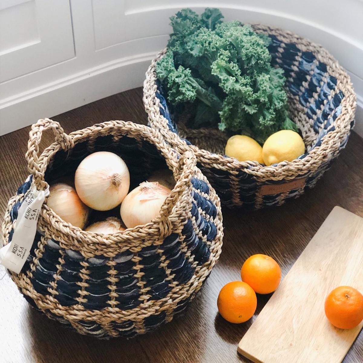 Blue Daya Denim Foldable Basket - Set Of 2 Korissa – image 2