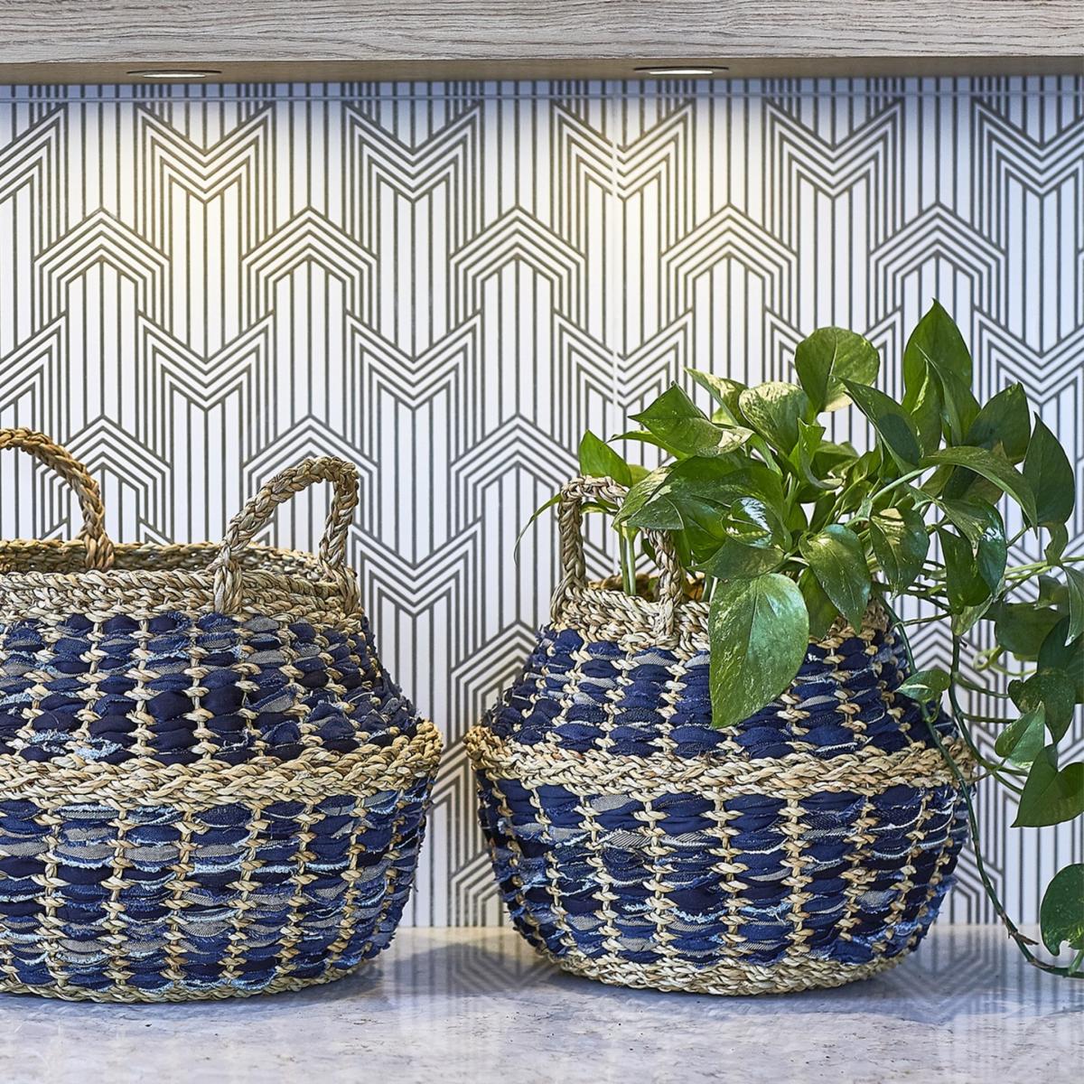 Blue Daya Denim Foldable Basket - Set Of 2 Korissa – image 3