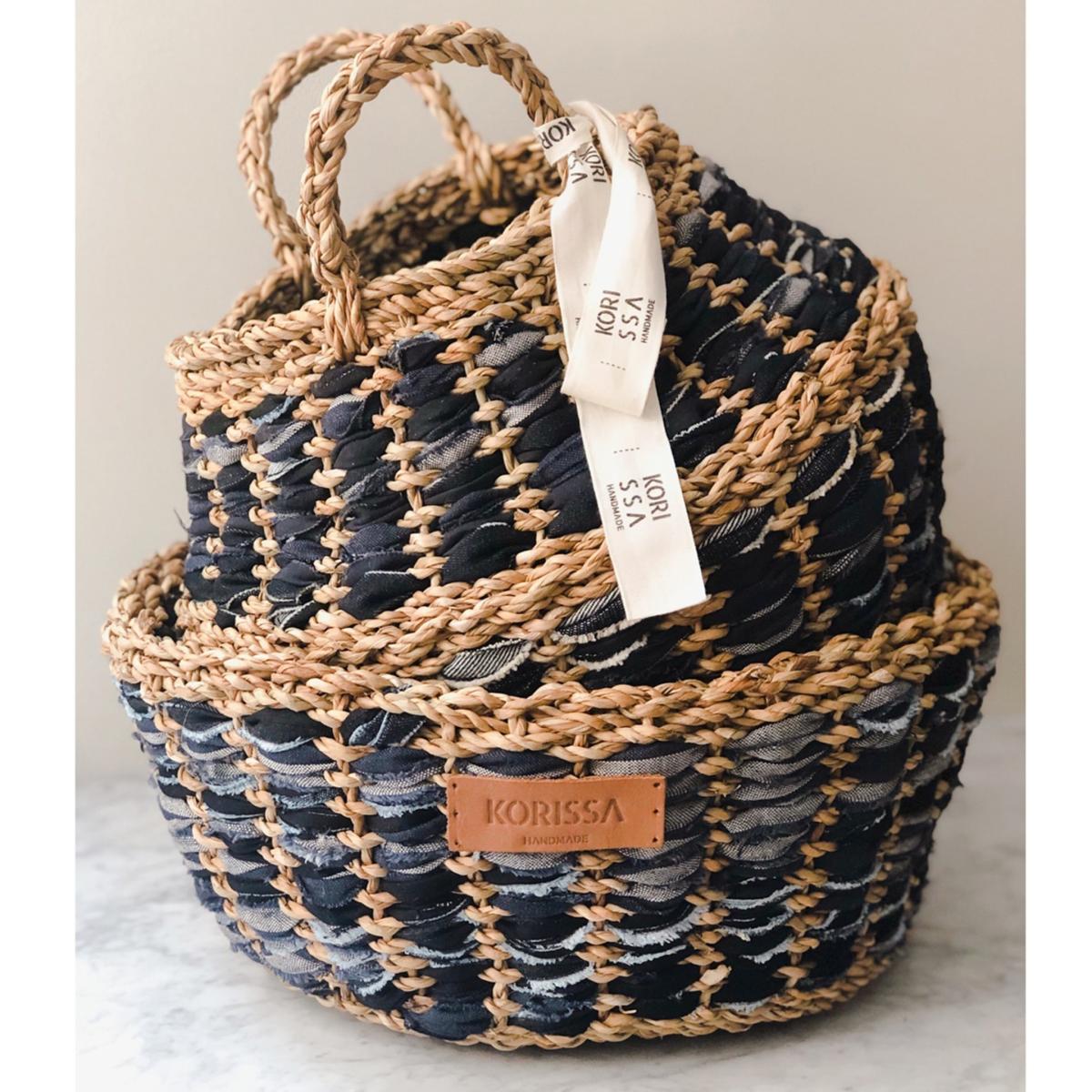Blue Daya Denim Foldable Basket - Set Of 2 Korissa – image 4