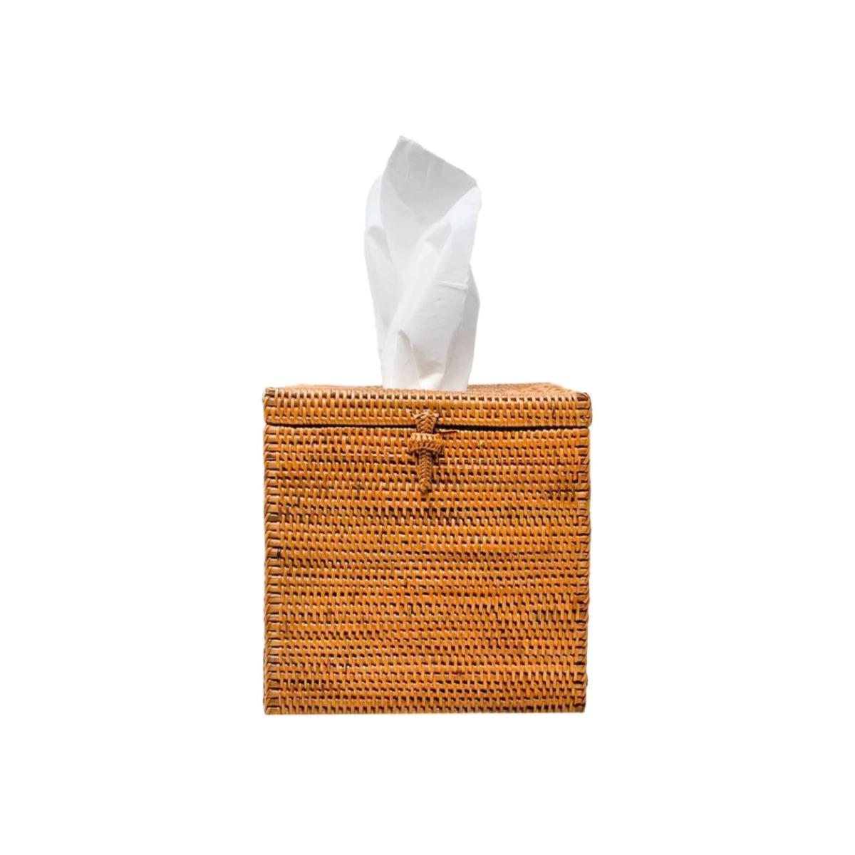 Brown Honey Rattan Tissue Box | Poppy + Sage – image 1