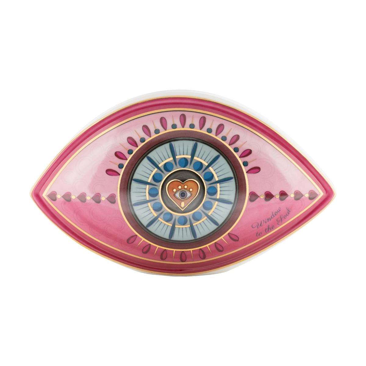 Pink / Purple Surrounded By Love - Evil Eye Heart Ceramic Statue | Karma and Luck – image 2