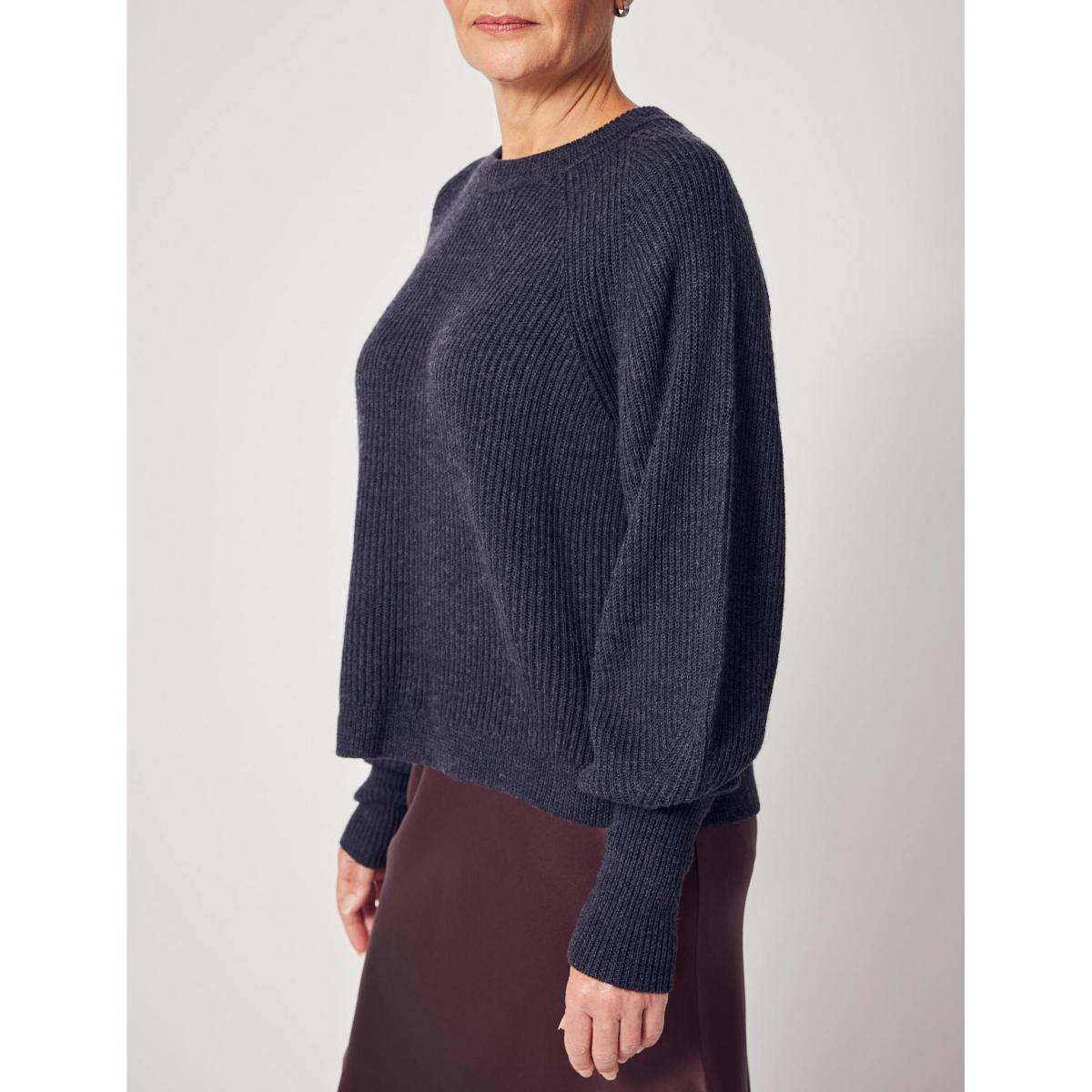 Women's Sculptured Sleeve Sweater In Light Grey | Large | Lindsay Nicholas New York – image 6