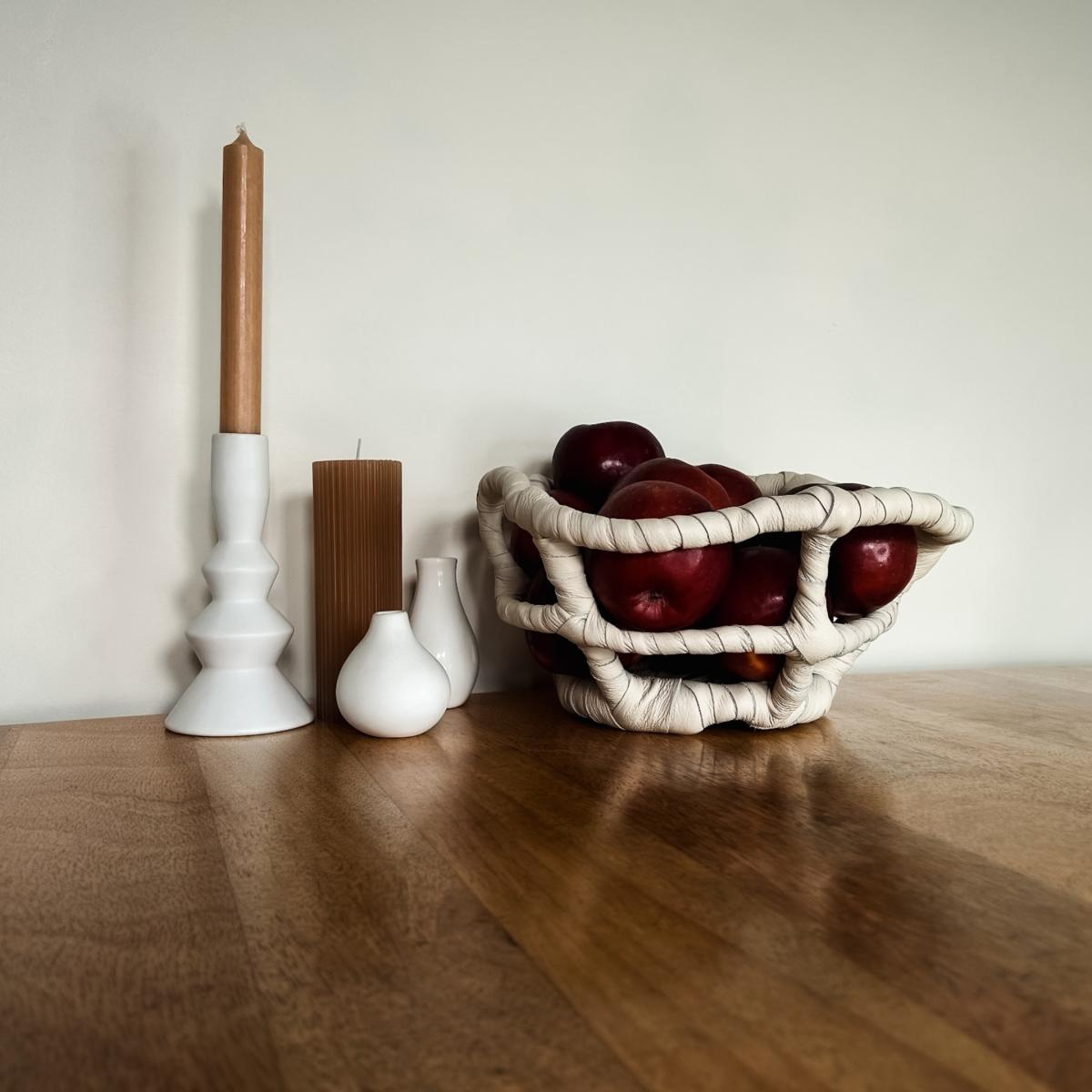 Neutrals Centrepiece Leather Bowl Waiwai – image 3