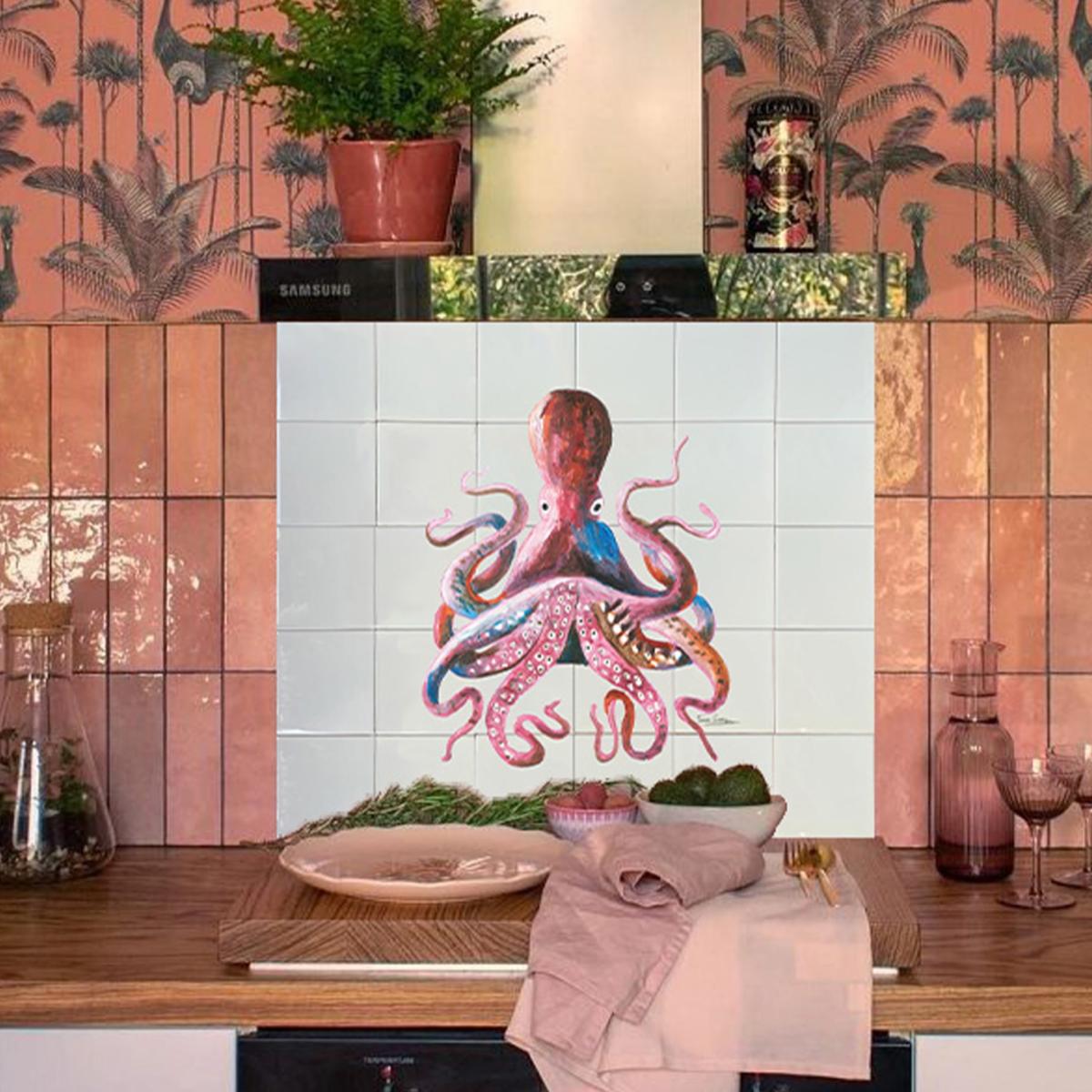 White / Pink / Purple Backsplash Tiles Octopus Catchii – image 2