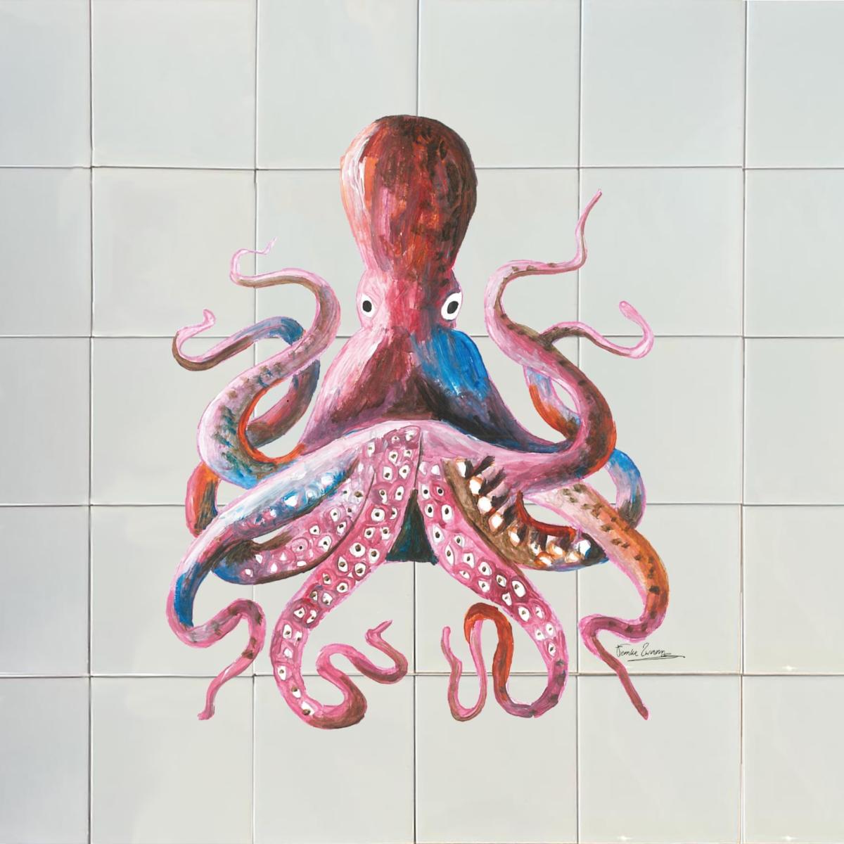 White / Pink / Purple Backsplash Tiles Octopus Catchii – image 1