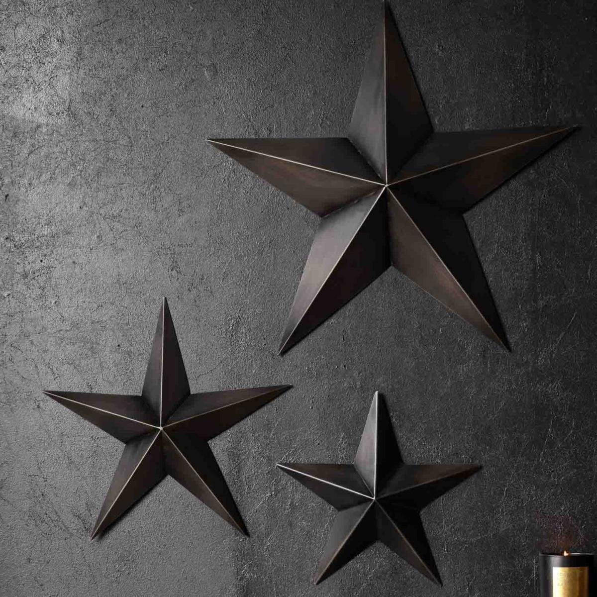 Set Of 3 Black Metal Stars Rockett St George – image 2