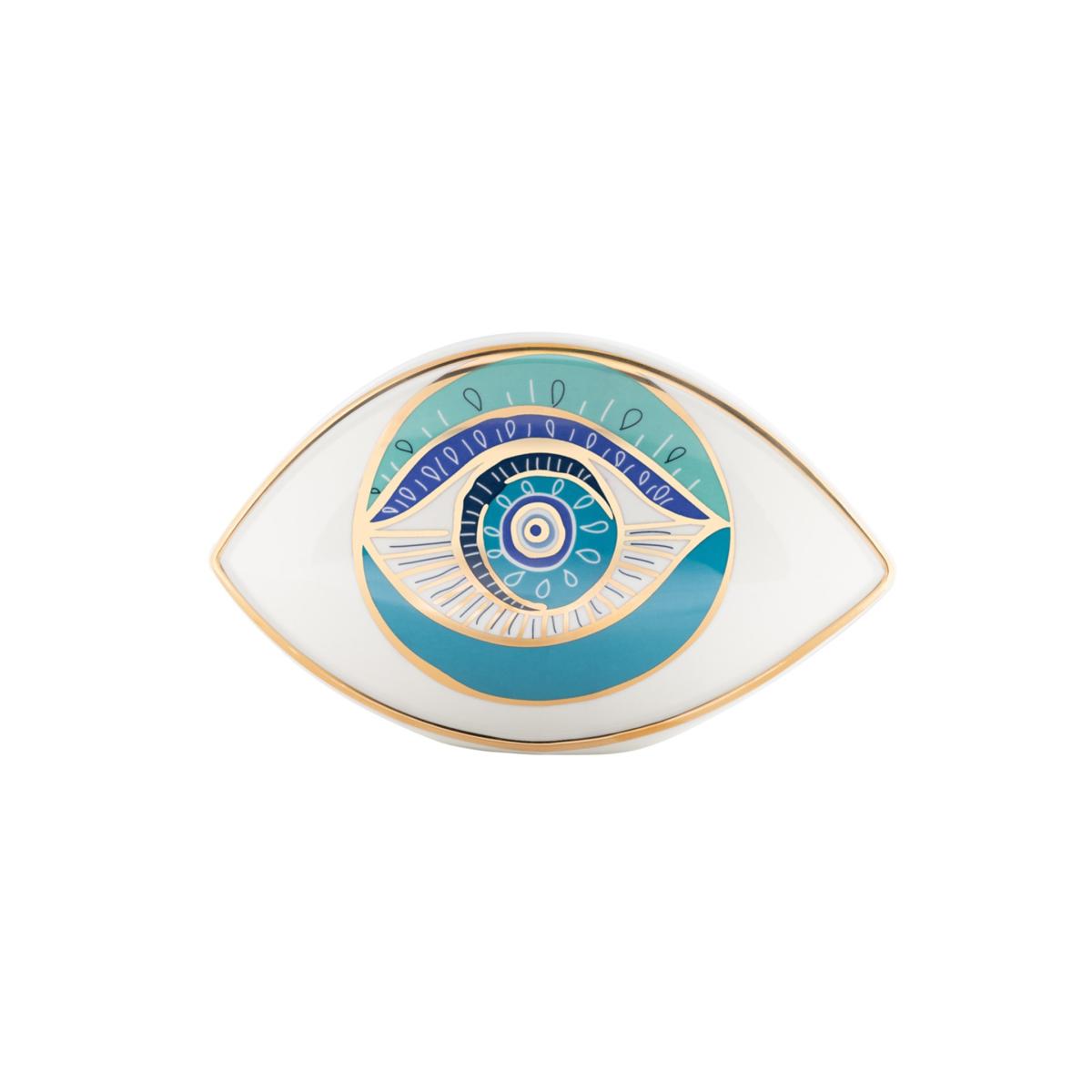 Blue / White / Gold Protected With Positivity - Evil Eye Ceramic Wall Blessing | Karma and Luck – image 2