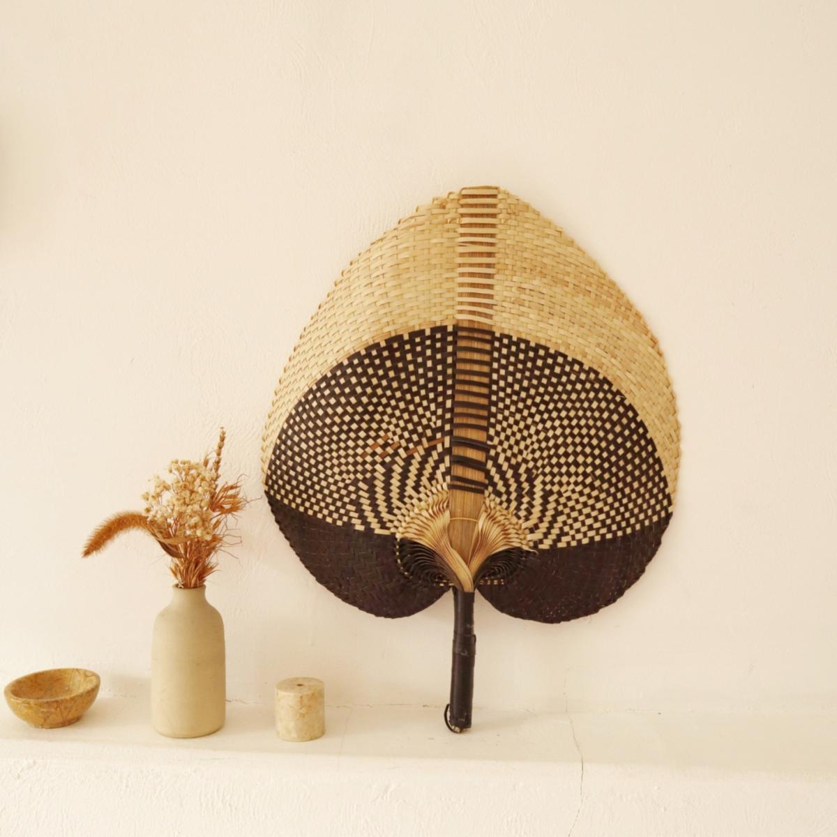 Straw Handwoven Fan In Black Multi - Set Of Two | One Size | Pink Haley – image 2
