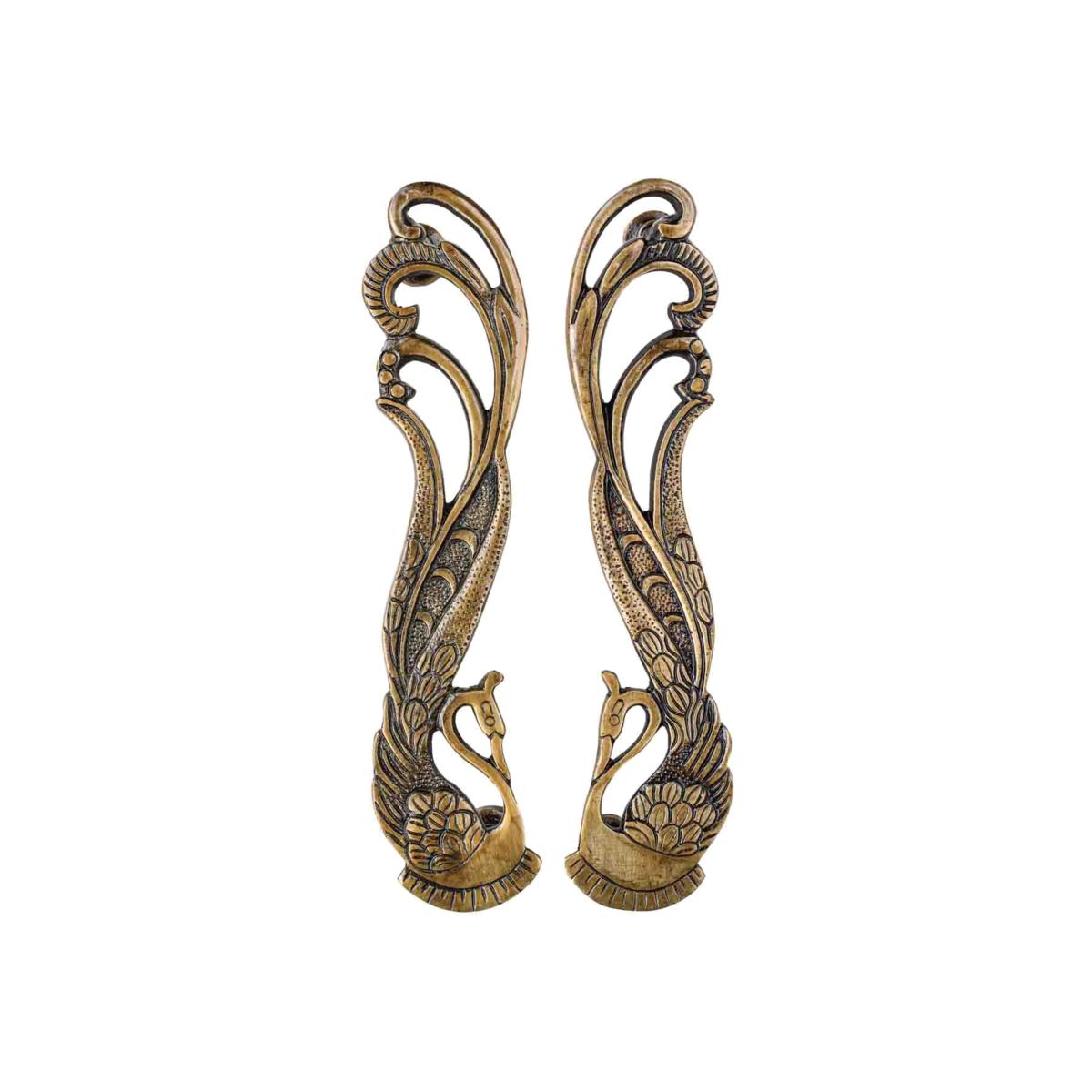 Gold Set Of 2 Art Deco Brass Swan Door Handles Rockett St George – image 1