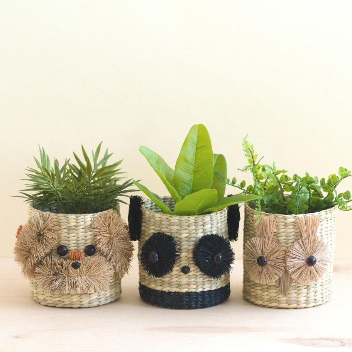 Neutrals Owl Seagrass Basket Planter - Animal Planter Likhâ – image 5