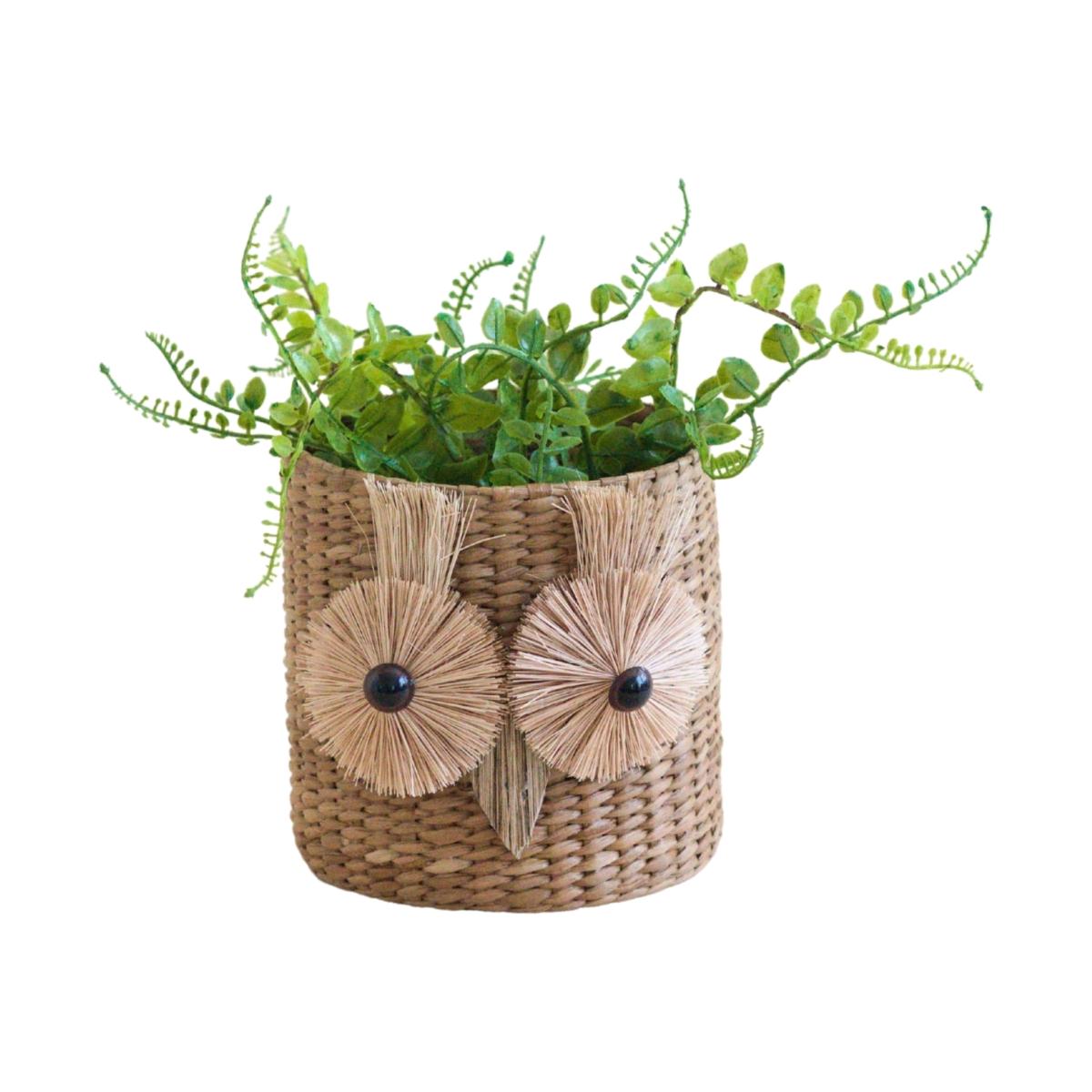 Neutrals Owl Seagrass Basket Planter - Animal Planter Likhâ – image 1