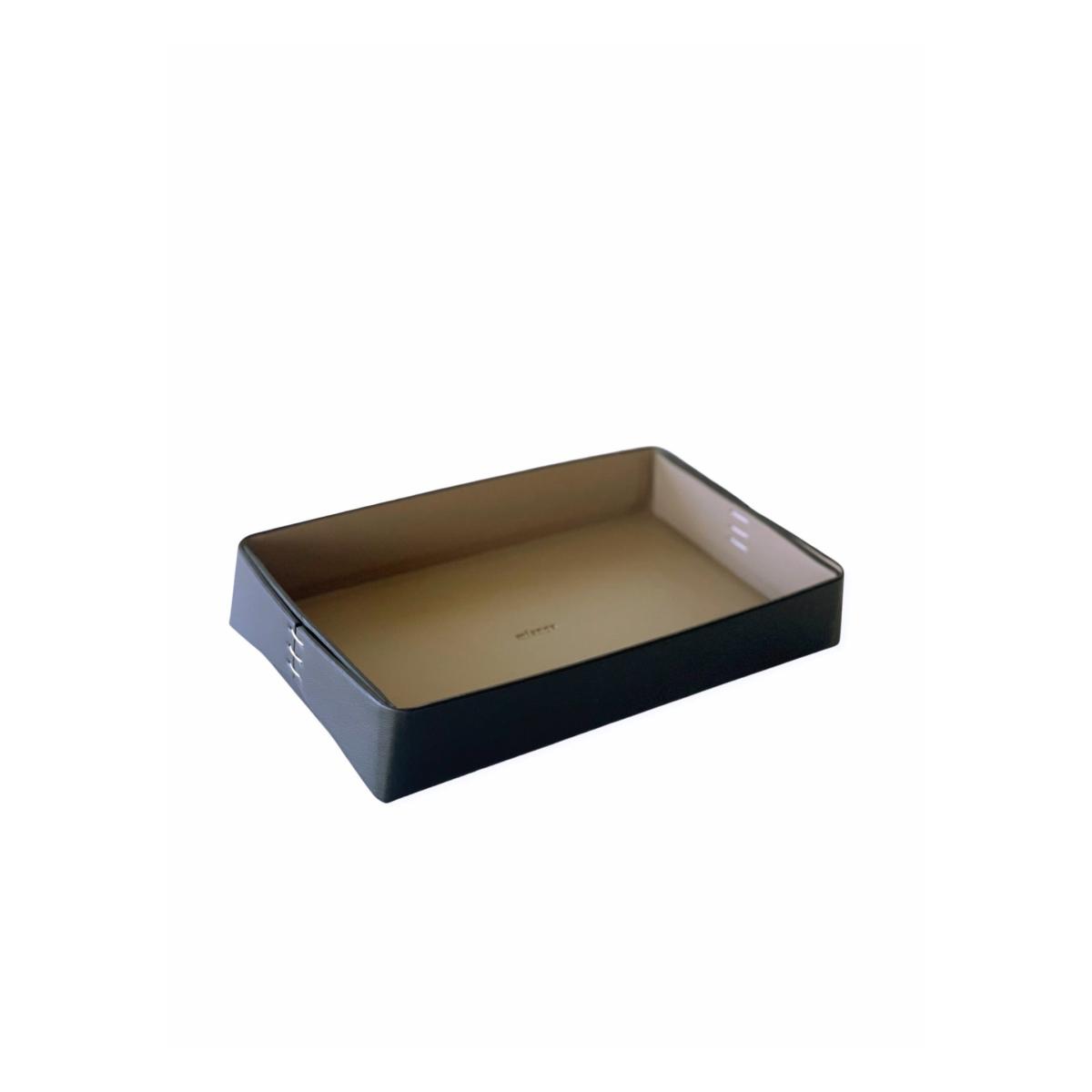 Vegan Olive Leather Tray Black Small Mianqa – image 2