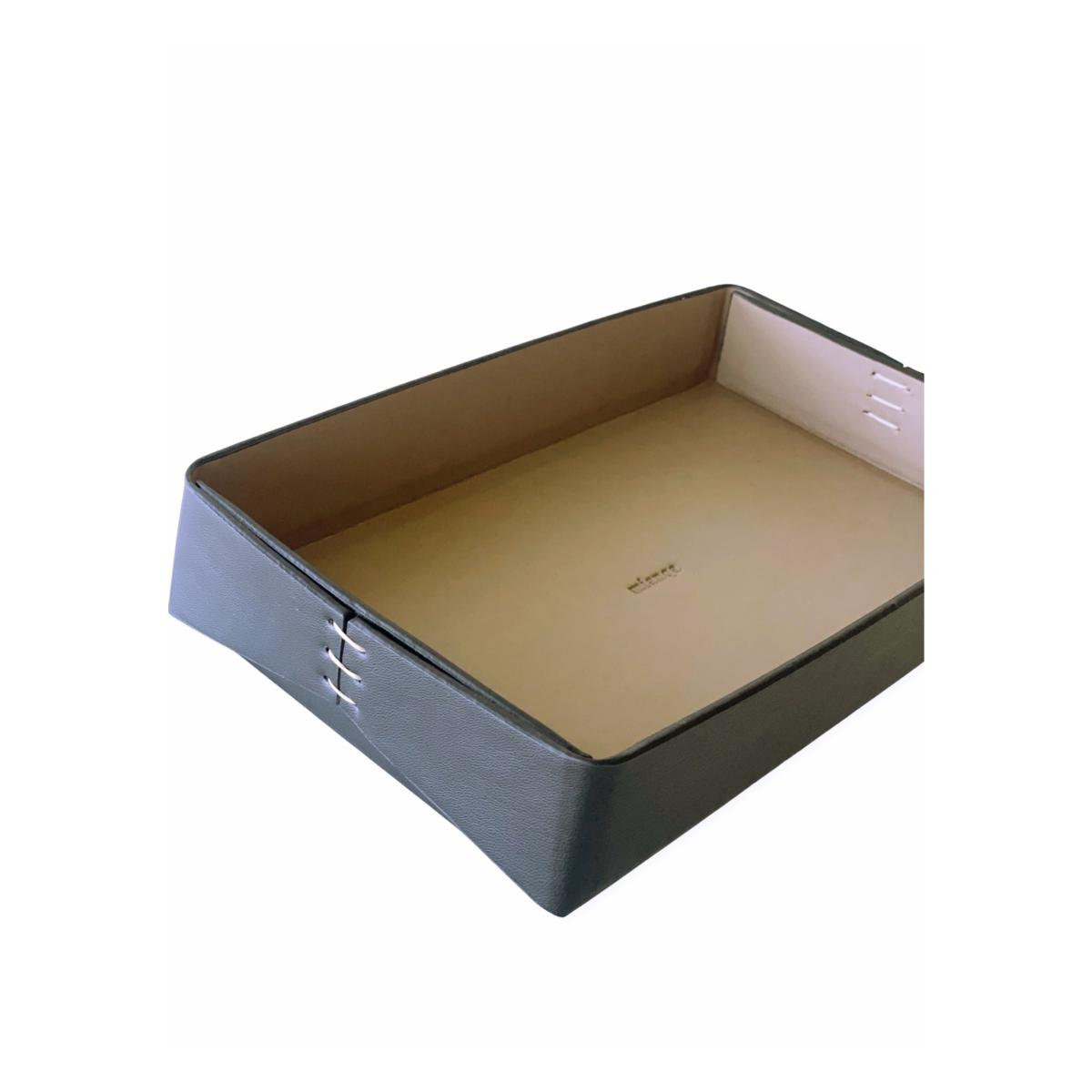 Vegan Olive Leather Tray Black Small Mianqa – image 3