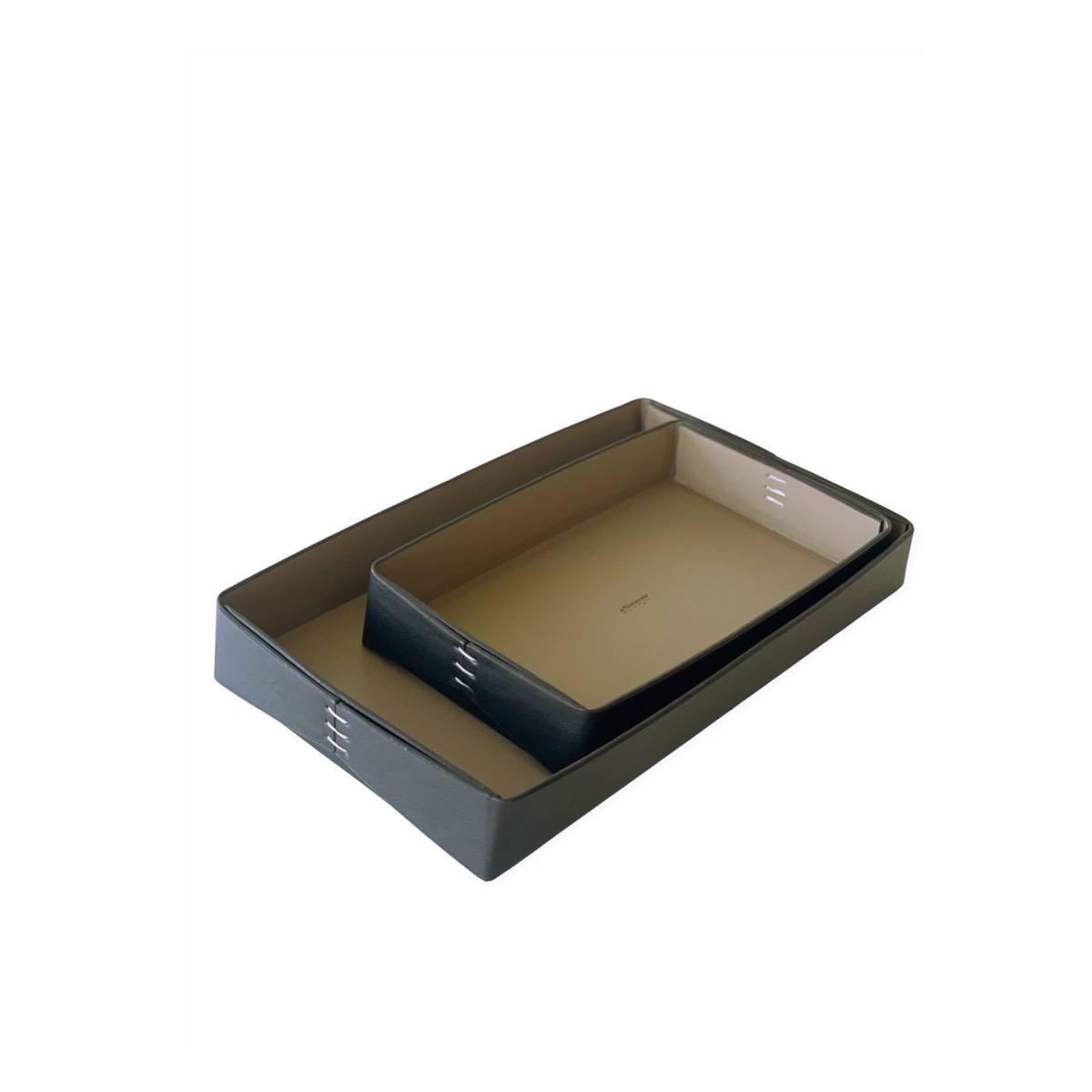Vegan Olive Leather Tray Black Small Mianqa – image 6