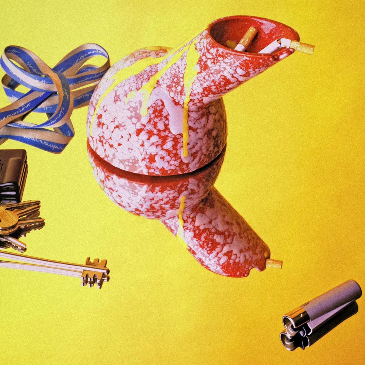 Ashtray Clay Red, Pink And Yellow Pappagallo, Enamel Ceramic One Size Generazione Zordan – image 2