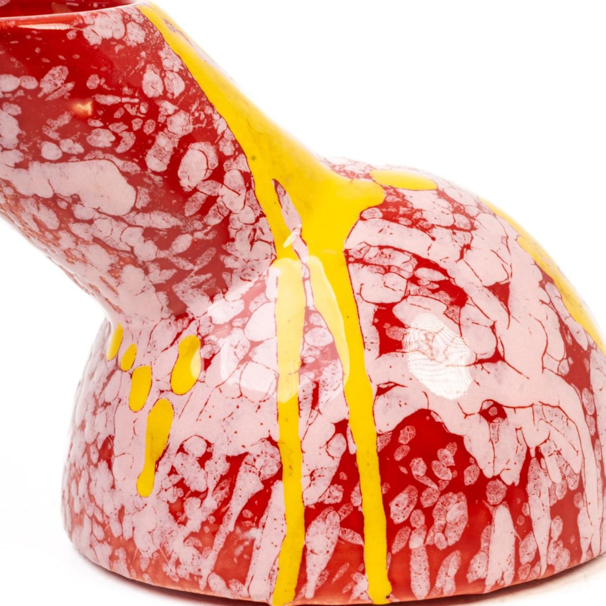 Ashtray Clay Red, Pink And Yellow Pappagallo, Enamel Ceramic One Size Generazione Zordan – image 3