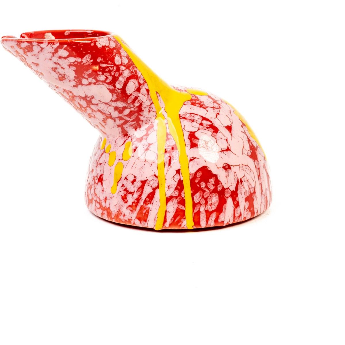 Ashtray Clay Red, Pink And Yellow Pappagallo, Enamel Ceramic One Size Generazione Zordan – image 4
