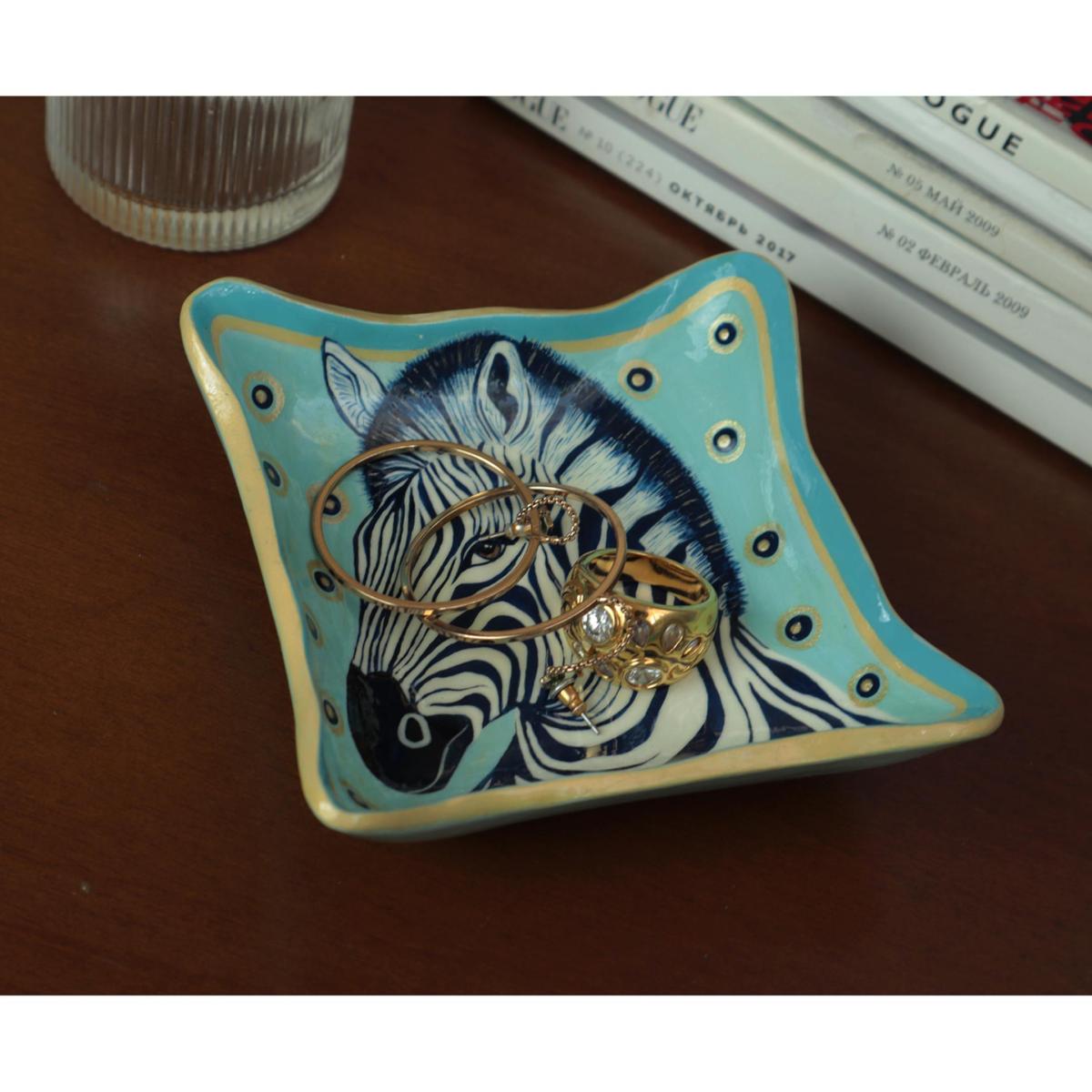 Zebra Modelling Clay Handcrafted Jewelry Tray - Blue | One Size | 2Kstyle – image 2