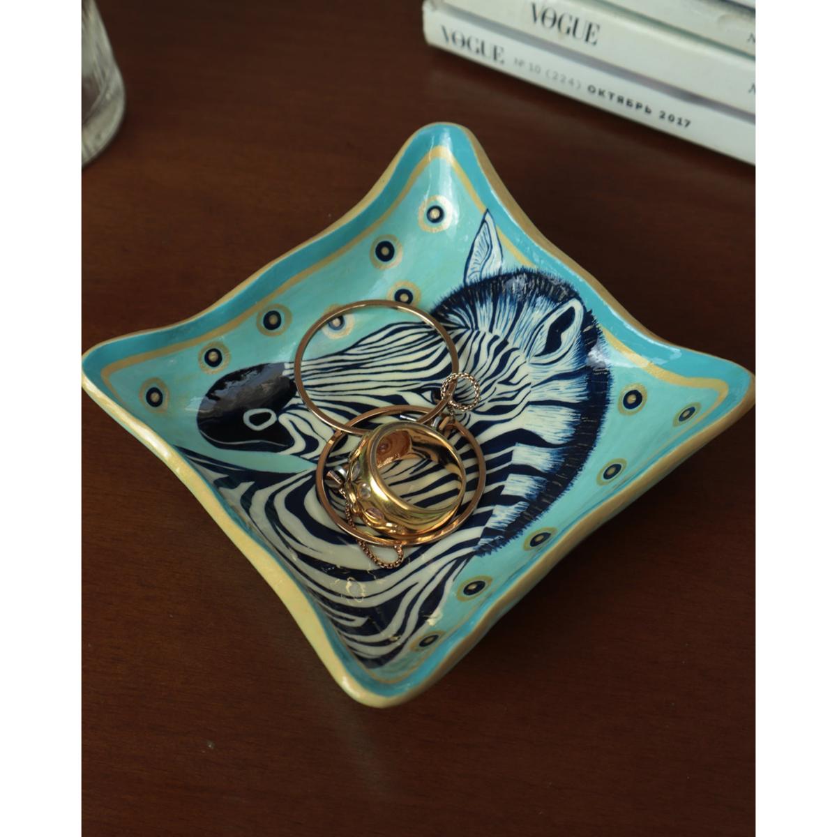 Zebra Modelling Clay Handcrafted Jewelry Tray - Blue | One Size | 2Kstyle – image 3