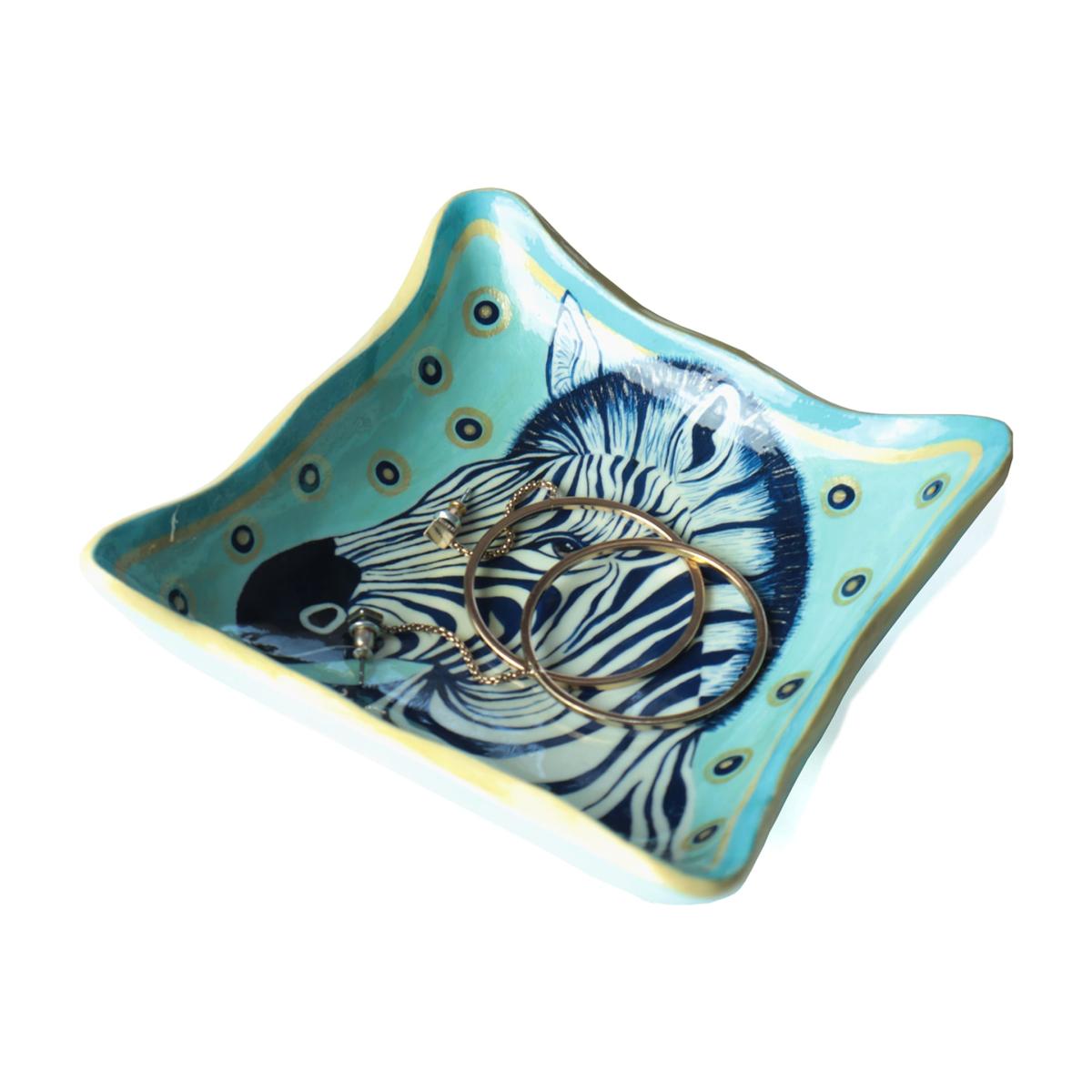 Zebra Modelling Clay Handcrafted Jewelry Tray - Blue | One Size | 2Kstyle – image 5