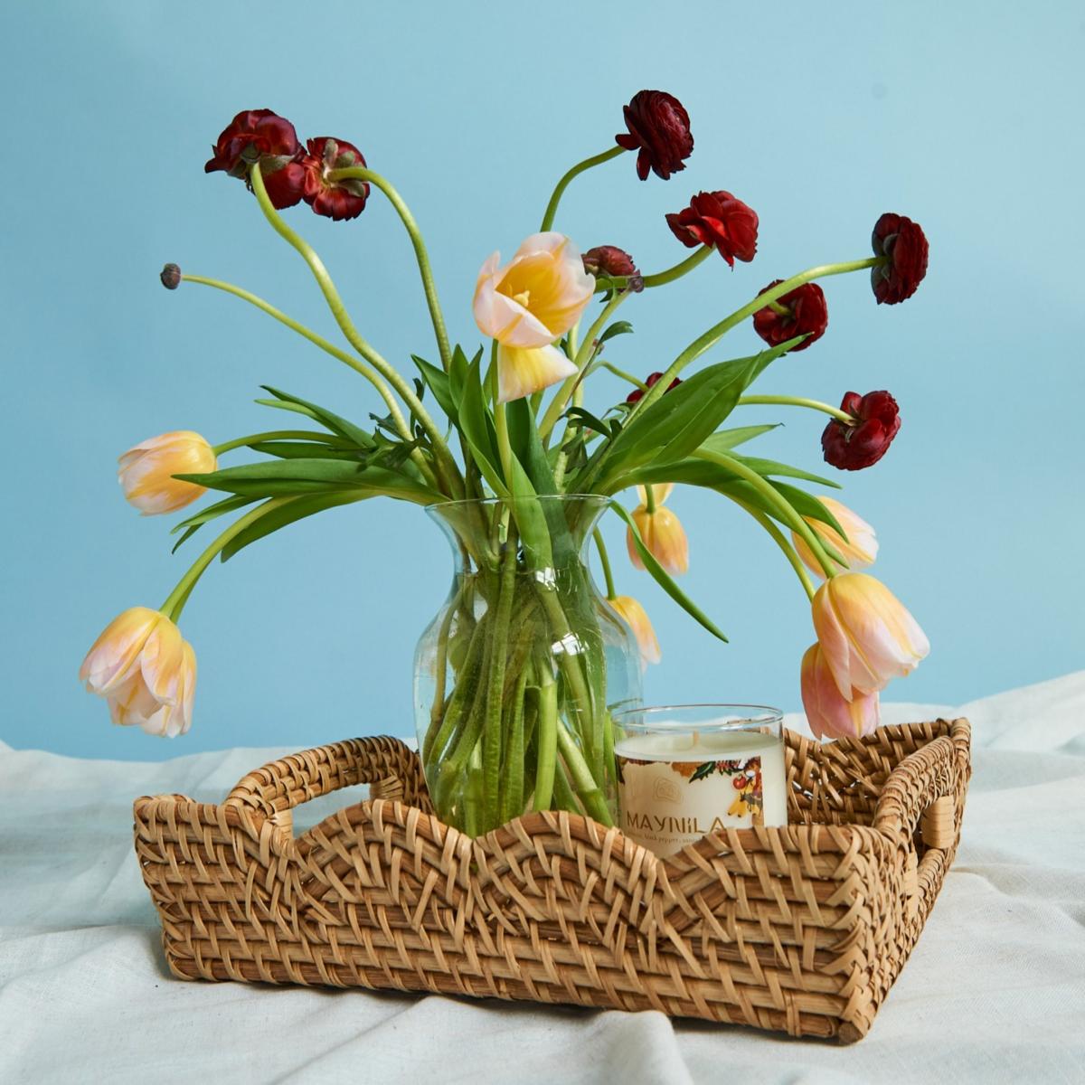 Neutrals Mariposa Scallop Rattan Tray One Size Kubo – image 2
