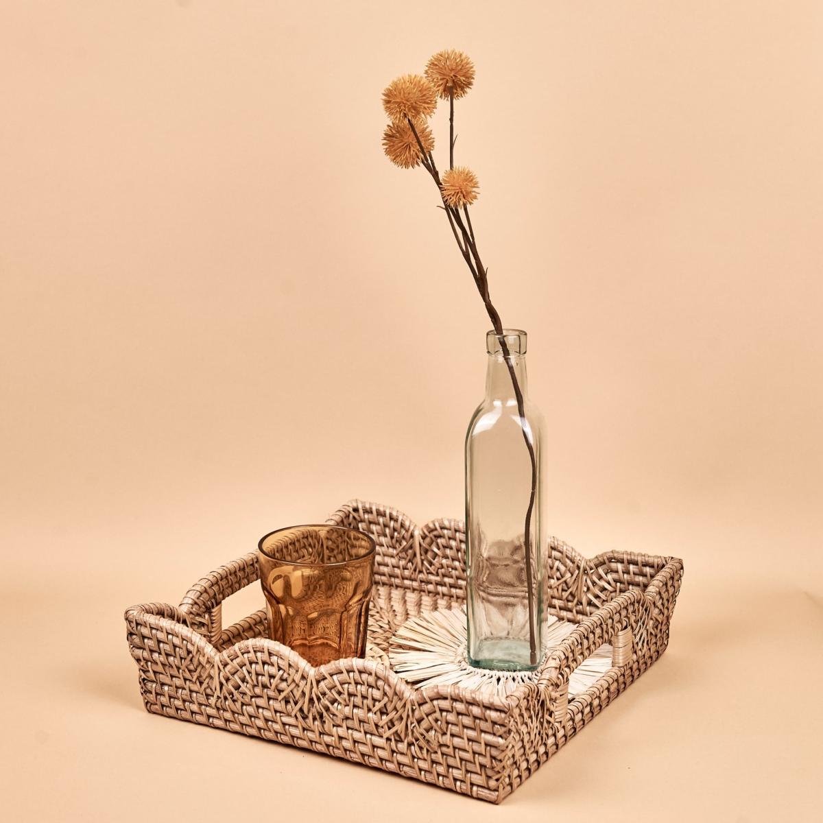 Neutrals Mariposa Scallop Rattan Tray One Size Kubo – image 3