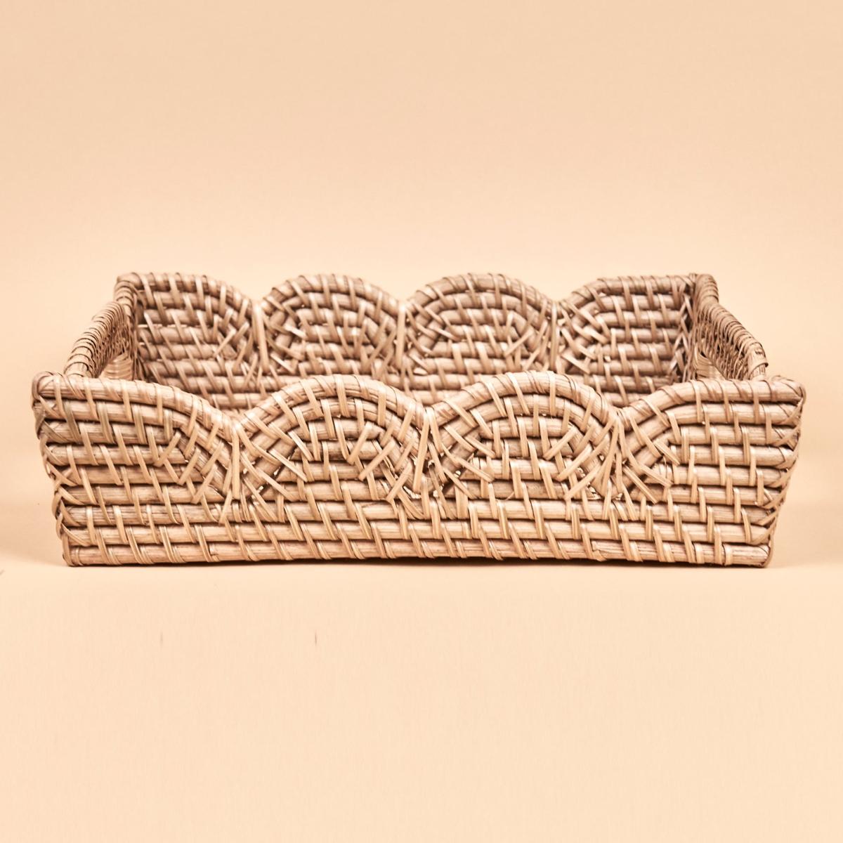 Neutrals Mariposa Scallop Rattan Tray One Size Kubo – image 4