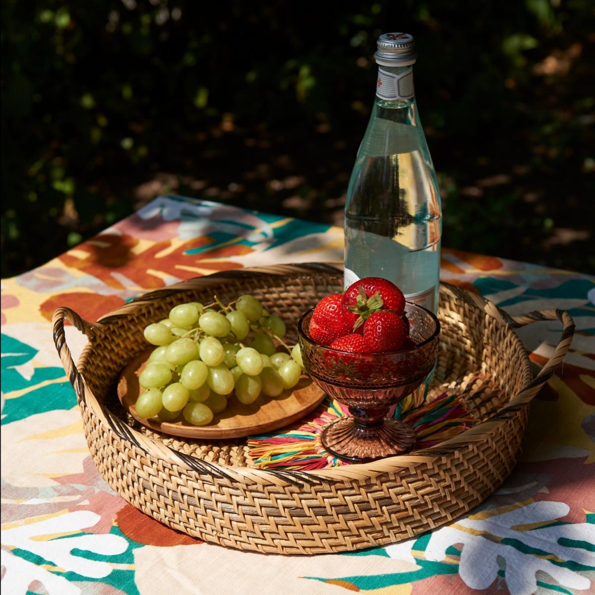 Brown Cuenca Rattan Serving Tray, 14" Large Kubo – image 2