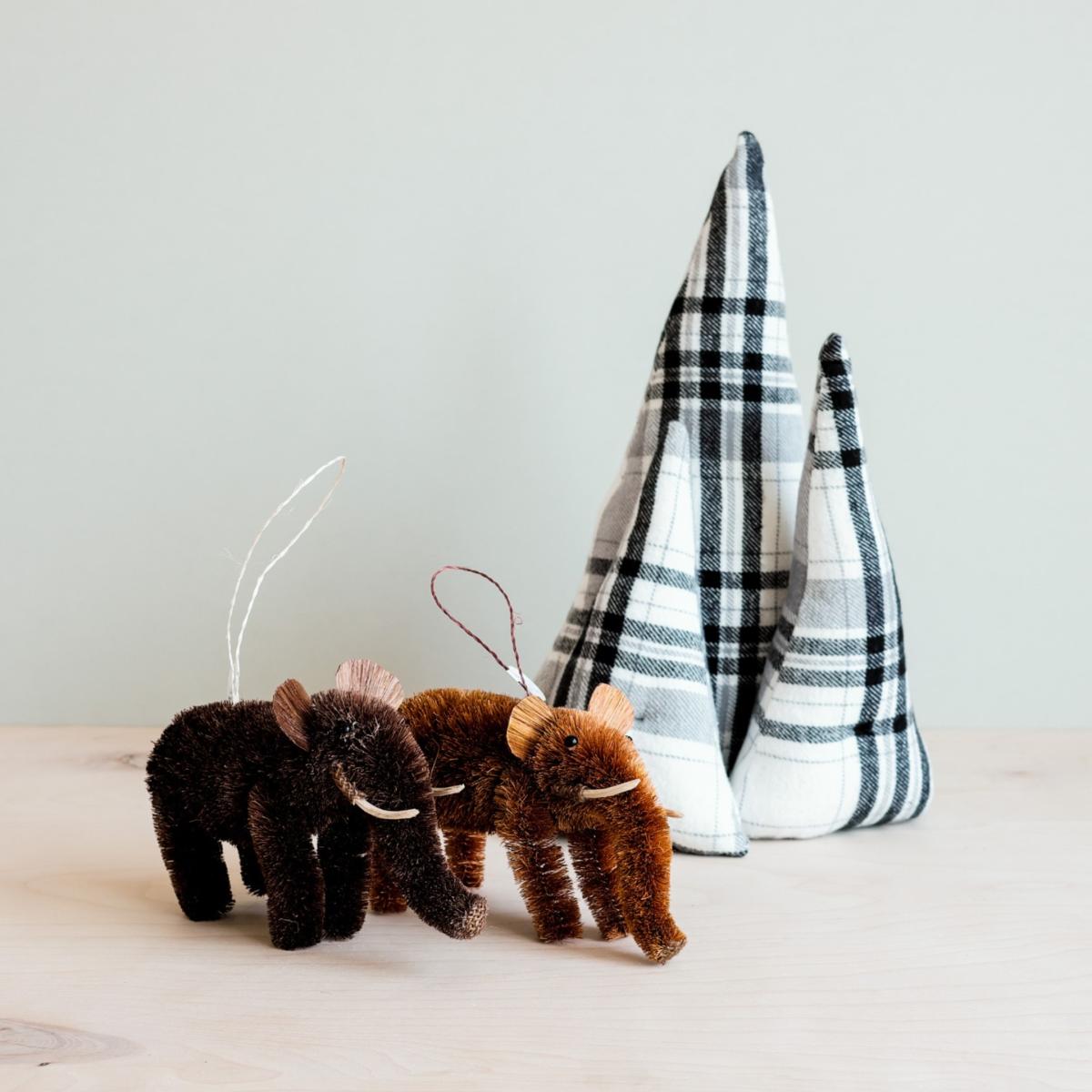 Set Of Three Elephant Ornament, Dark Brown - Bottlebrush Ornaments Likhâ – image 5