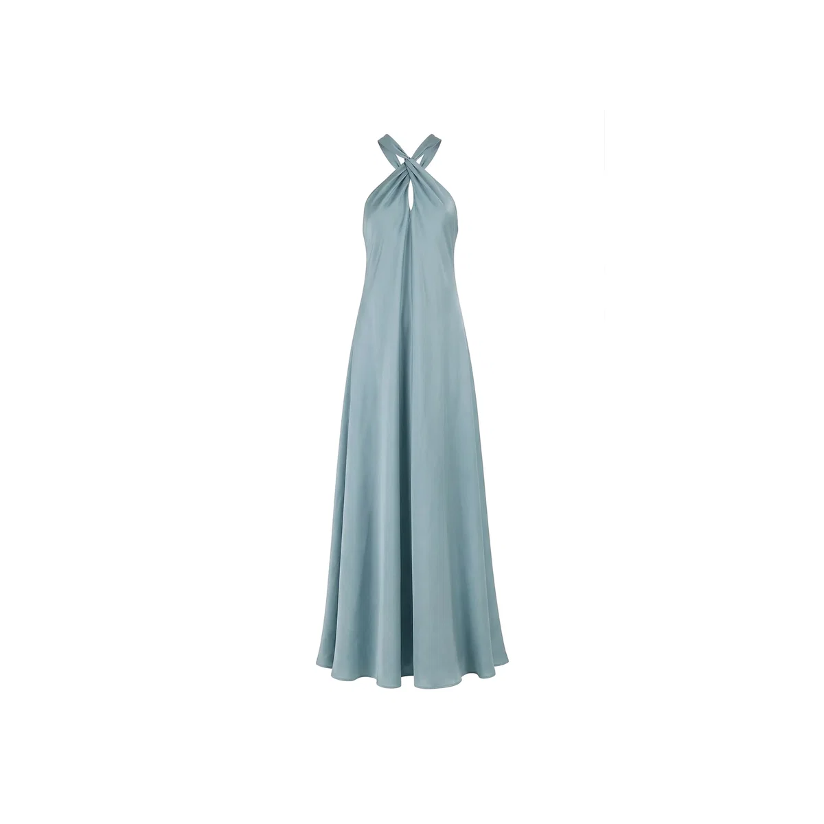 Women's Soft Sculpture Series – Satin Halterneck Midi Dress Ice Blue | One Size | Belsize25
