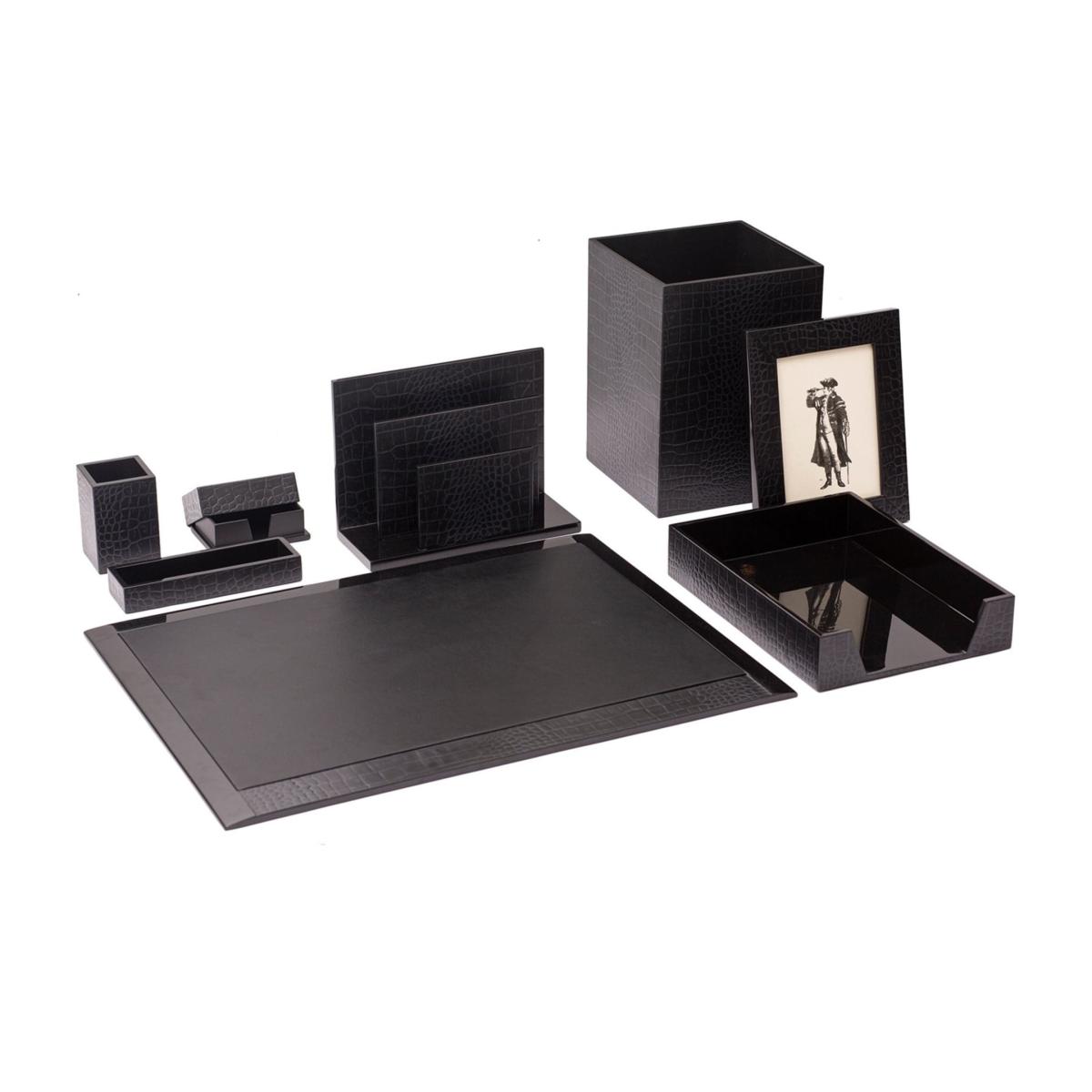 Black Chelsea Business Card Holder - Croc Noir Posh Trading Company – image 2