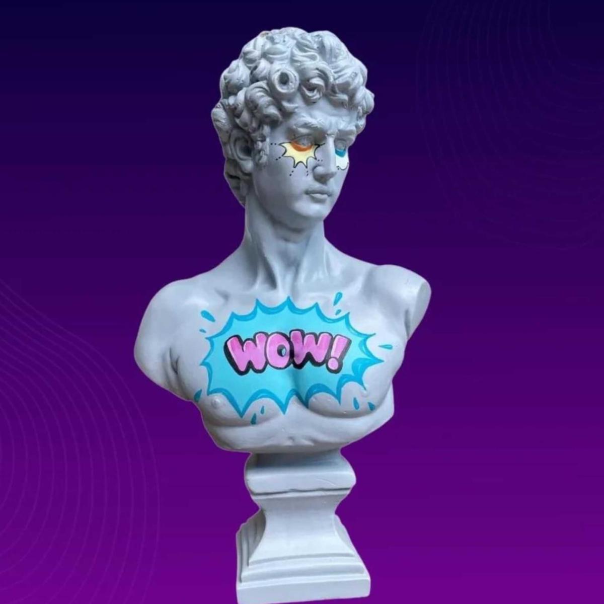 Blue / Grey Groovy David The Funky Bust Sculpture | Artchi – image 2