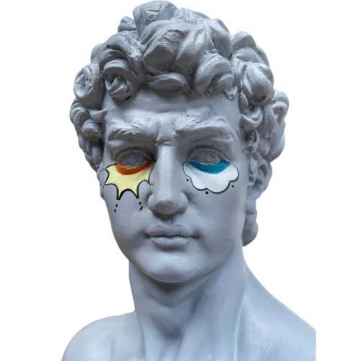 Blue / Grey Groovy David The Funky Bust Sculpture | Artchi – image 4