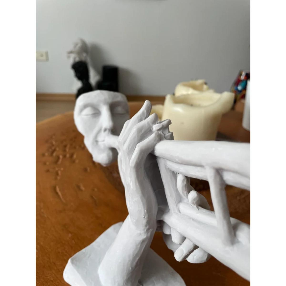 White Trumpet On Man Sculpture Artchi – image 2
