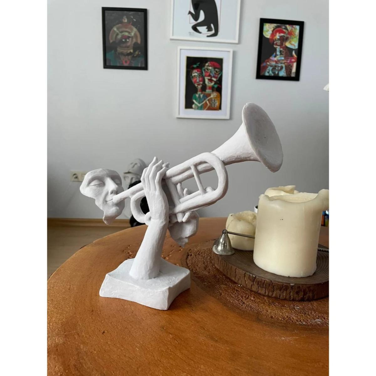 White Trumpet On Man Sculpture Artchi – image 5